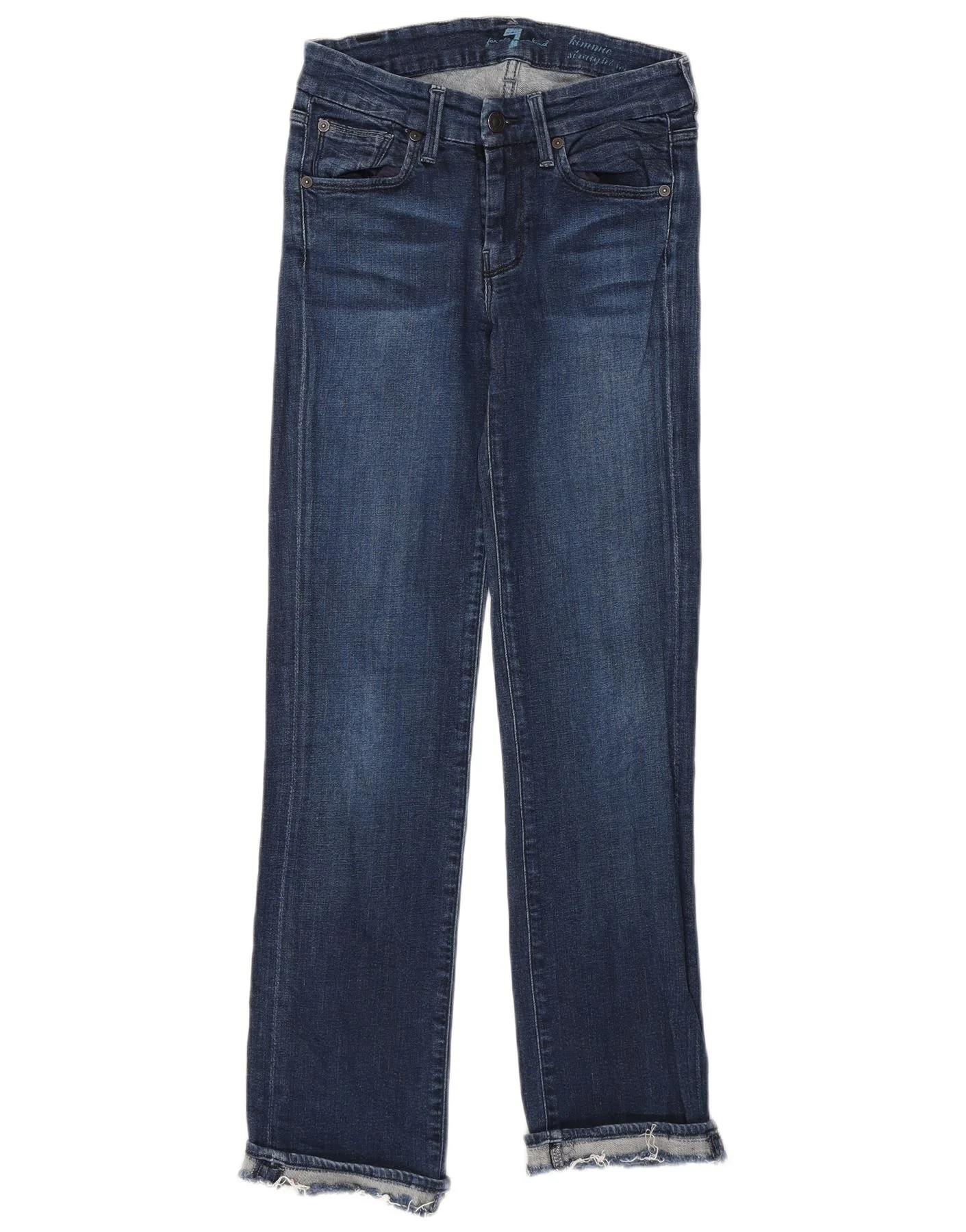 7 For All Mankind Womens Straight Jeans W25 L28 Navy Blue Cotton