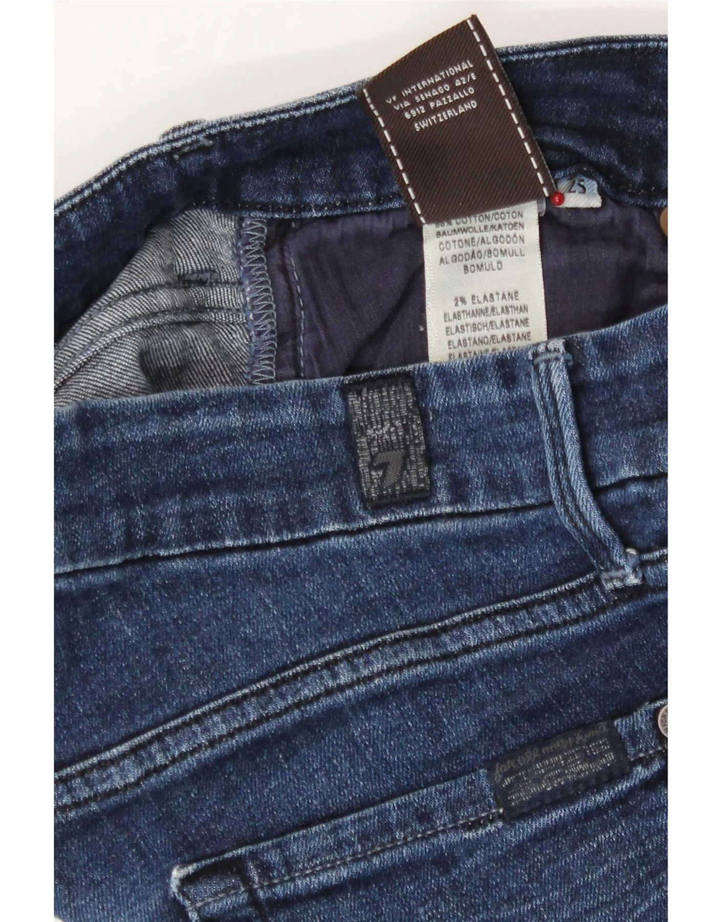 7 For All Mankind Womens Straight Jeans W25 L28 Navy Blue Cotton - Image 3