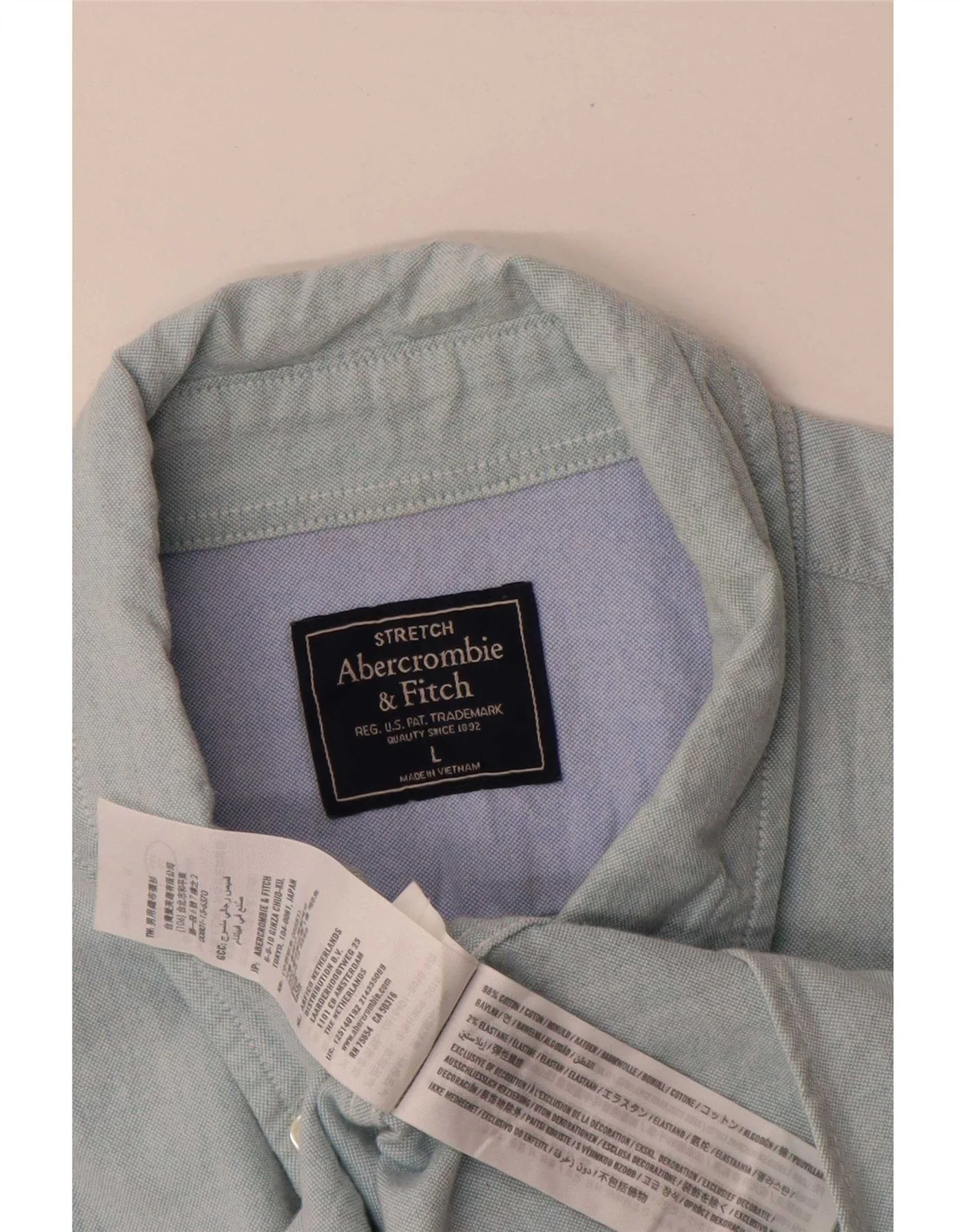 Abercrombie & Fitch Mens Stretch Shirt Large Blue Cotton - Image 3