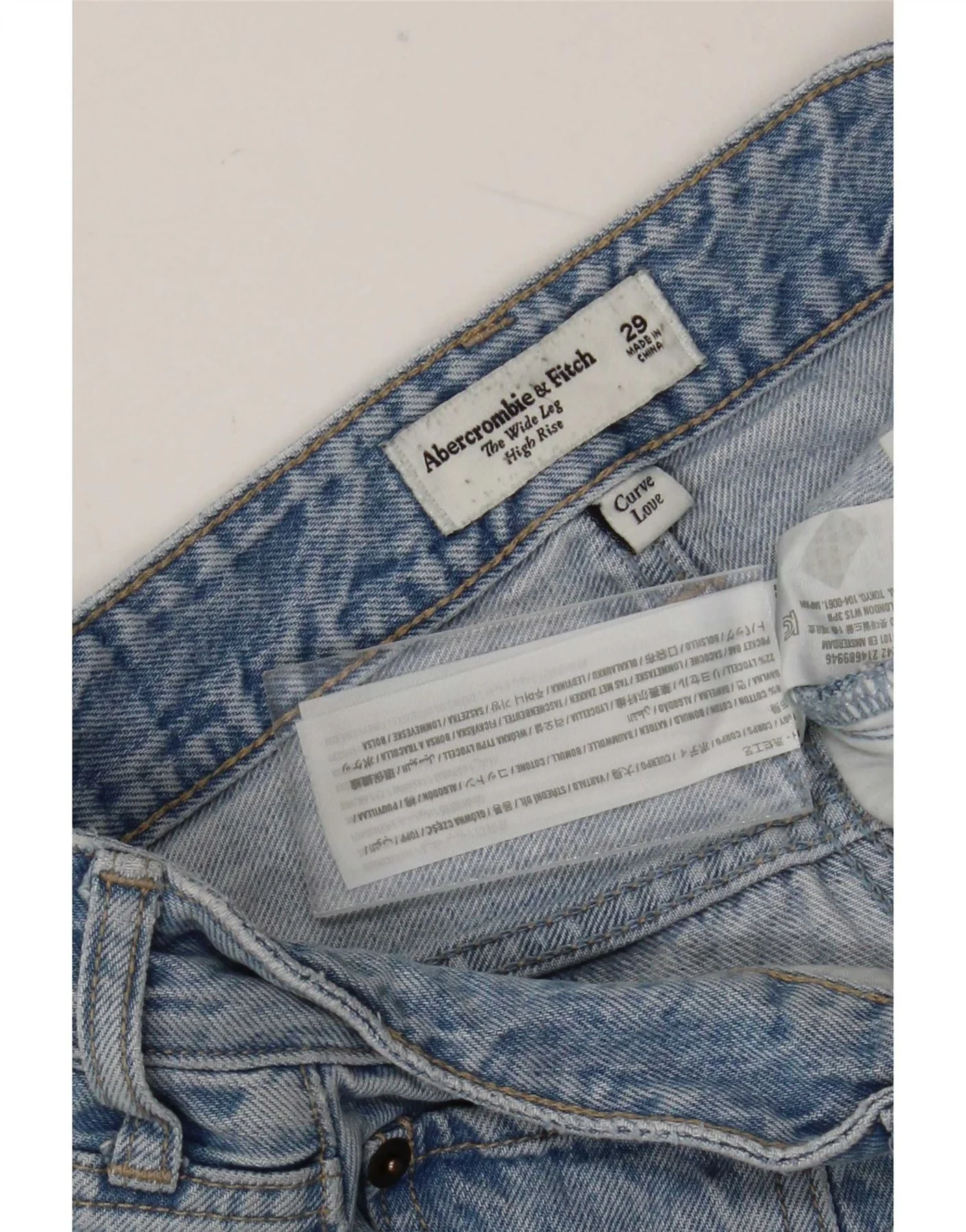 Abercrombie & Fitch Womens Curve High Rise Wide Leg Jeans W29 L30 Blue - Image 3