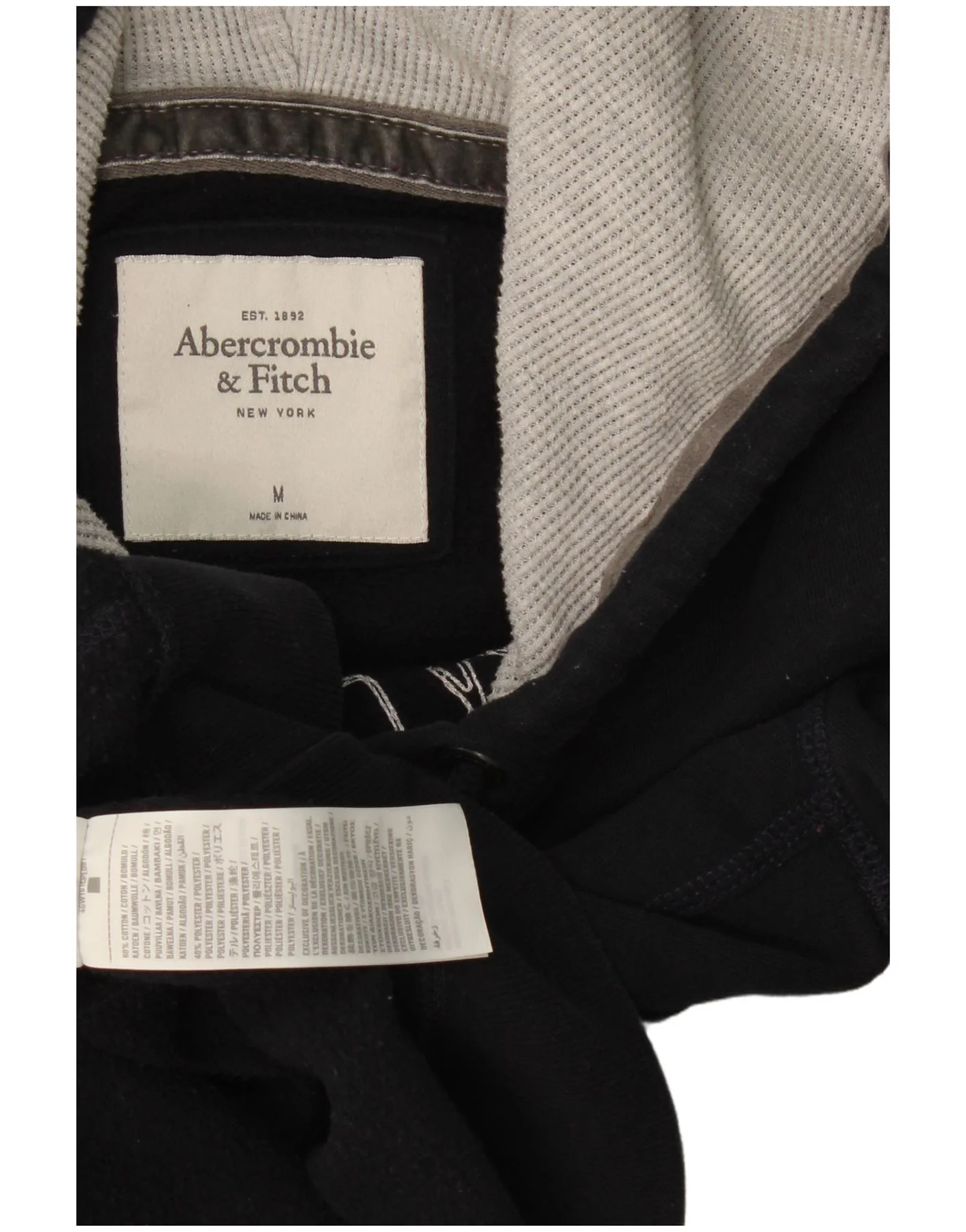Abercrombie & Fitch Womens Graphic Hoodie Jumper UK 12 Medium Black Cotton - Image 3