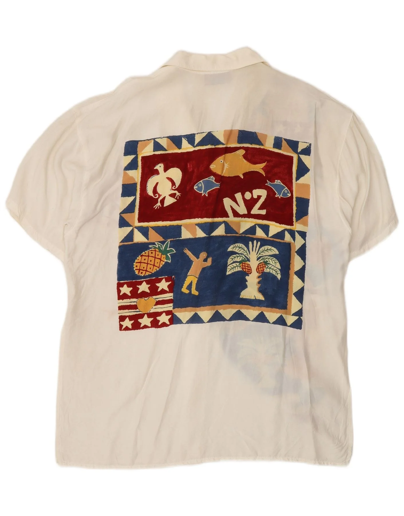 ACCORDO Womens Abstract Pattern Short Sleeve Shirt Blouse UK 16 Large White - Image 2