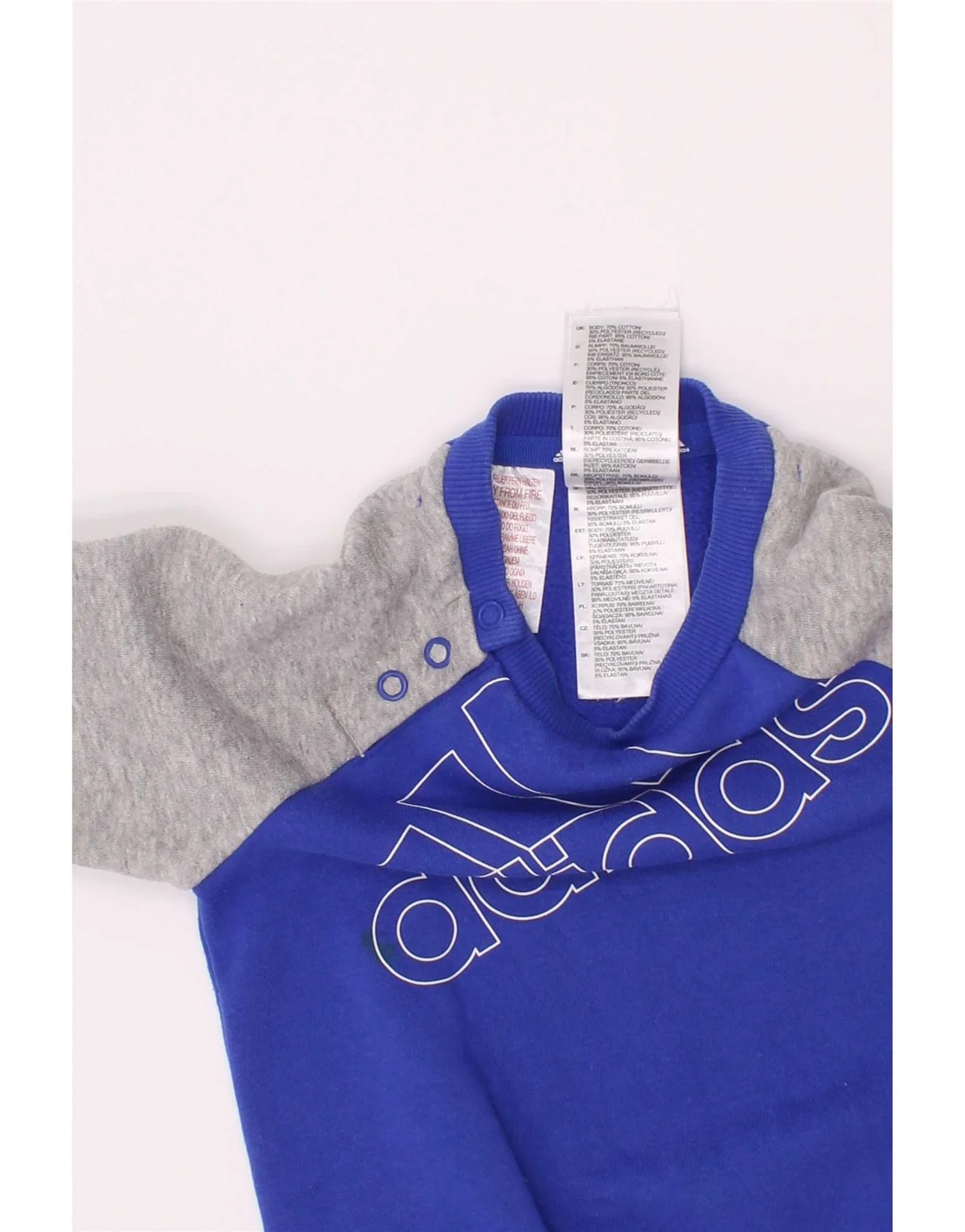 Adidas Baby Boys Graphic Sweatshirt Jumper 12-18 Months Blue Colourblock - Image 4