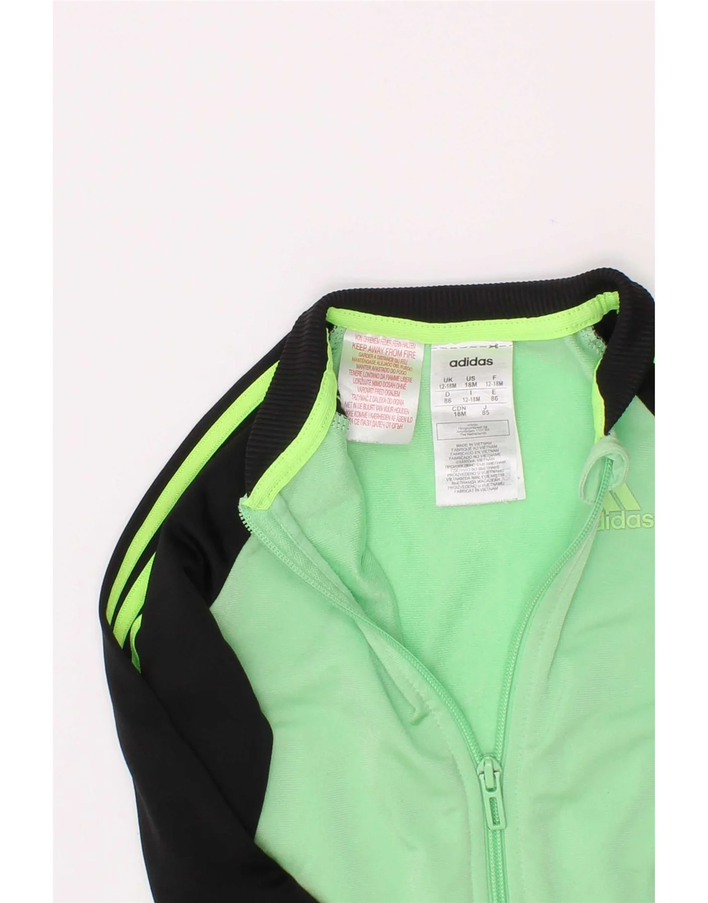 Adidas Baby Boys Tracksuit Top Jacket 12-18 Months Green Colourblock - Image 4