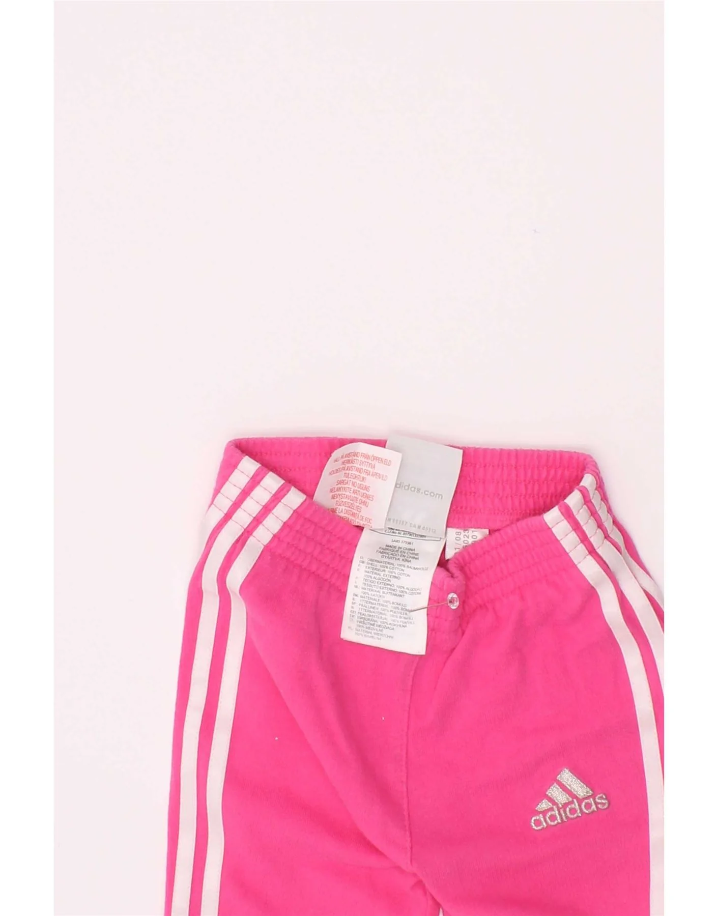 Adidas Baby Girls Capri Tracksuit Trousers 3-6 Months Pink Cotton - Image 3