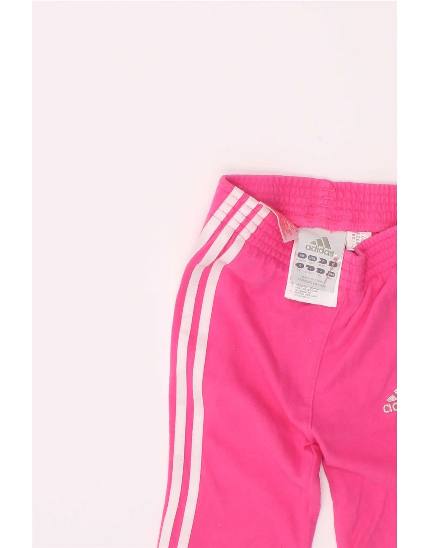 Adidas Baby Girls Capri Tracksuit Trousers 3-6 Months Pink Cotton - Image 4