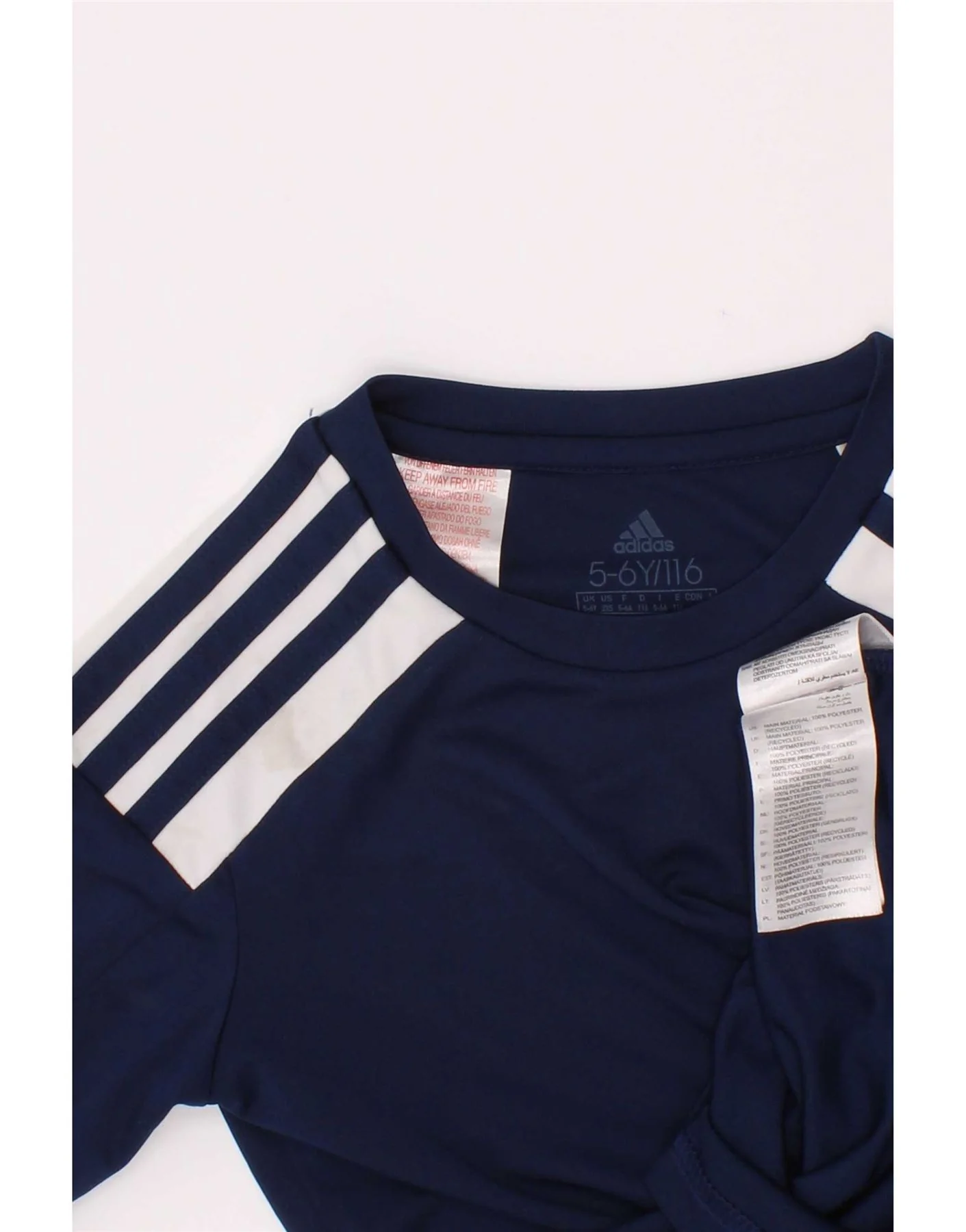 Adidas Boys Aeroready Graphic T-Shirt Top 5-6 Years Navy Blue Colourblock - Image 3