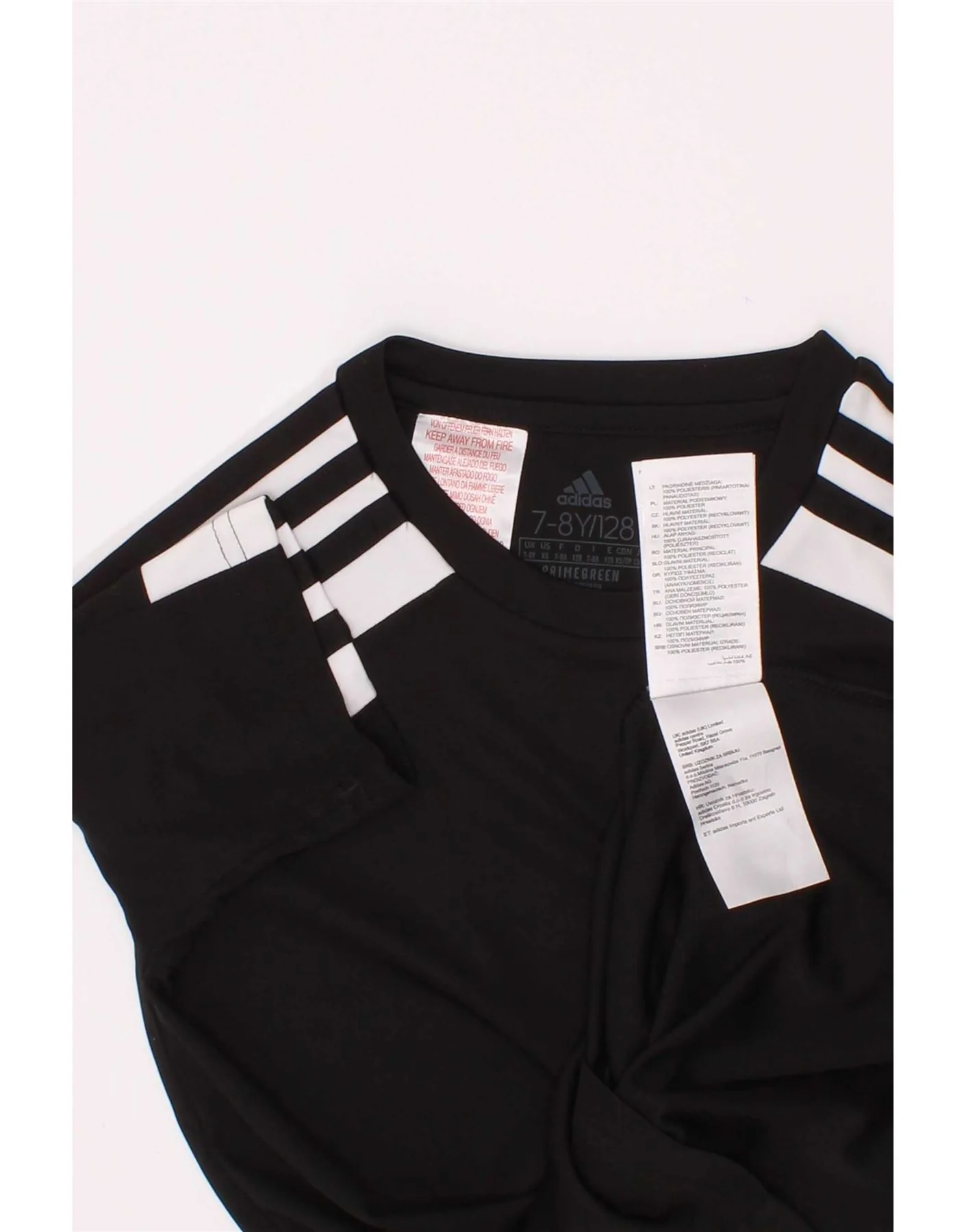 Adidas Boys Aeroready T-Shirt Top 7-8 Years Black Colourblock Polyester - Image 3
