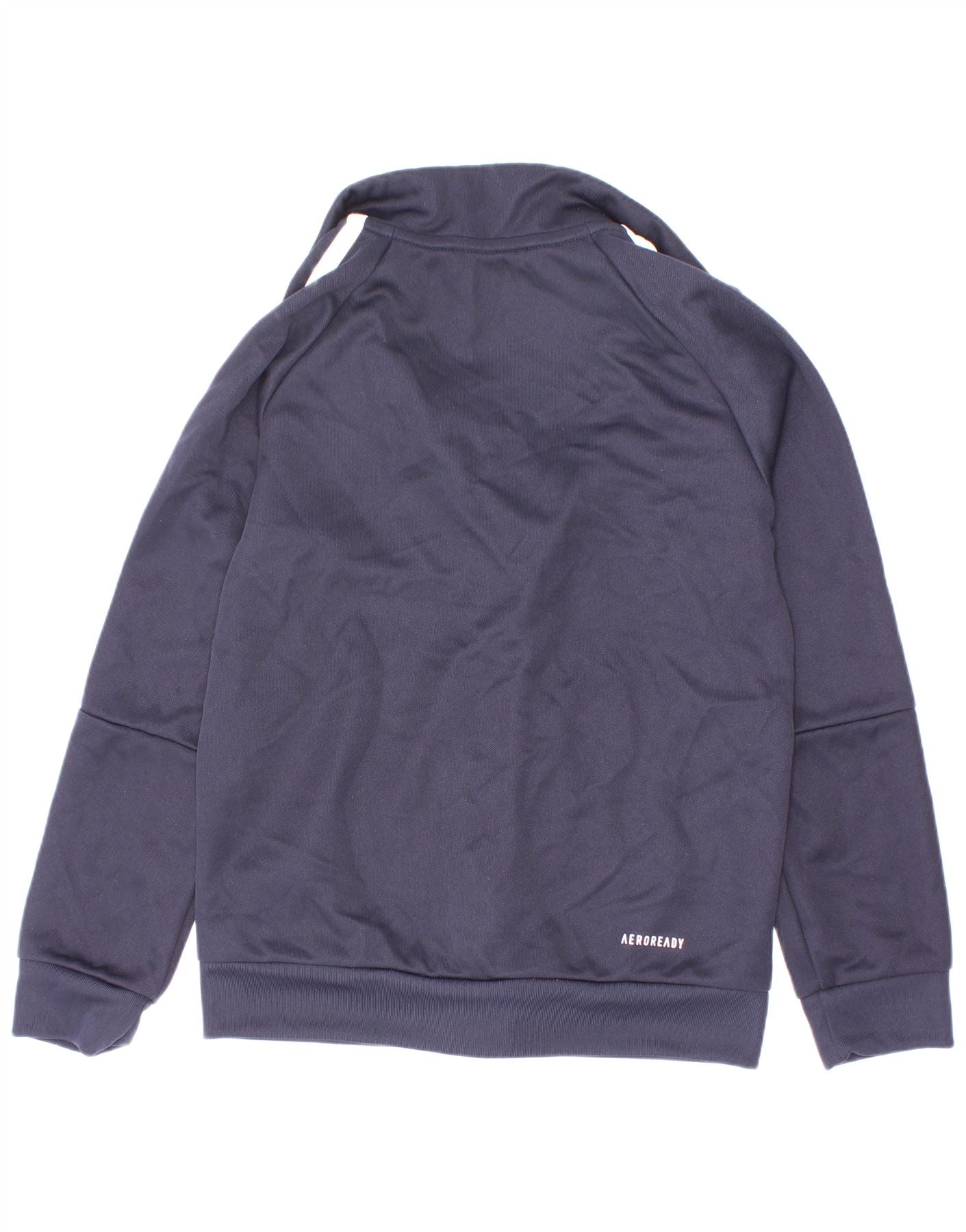 Adidas Boys Aeroready Tracksuit Top Jacket 7-8 Years Navy Blue Polyester - Image 2