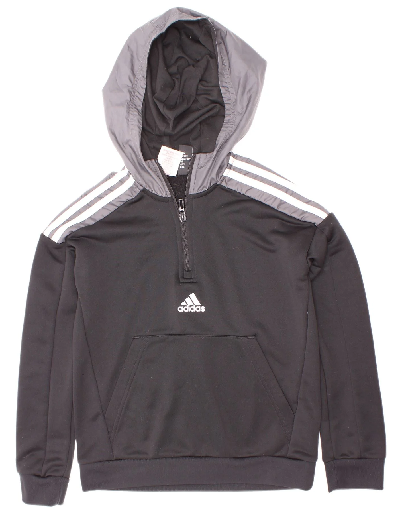 Adidas Boys Aeroready Zip Neck Hoodie Jumper 9-10 Years Black Colourblock