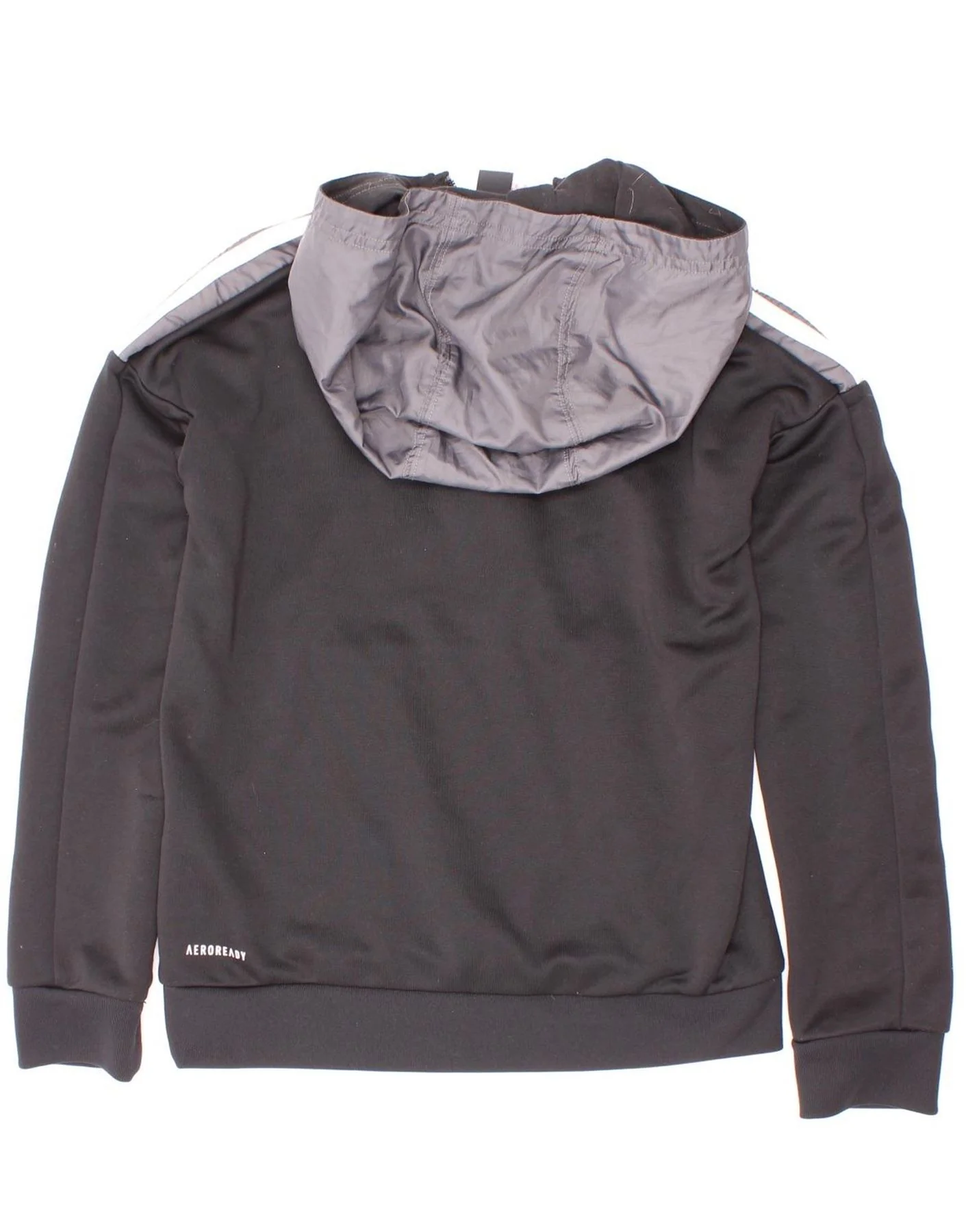 Adidas Boys Aeroready Zip Neck Hoodie Jumper 9-10 Years Black Colourblock - Image 2