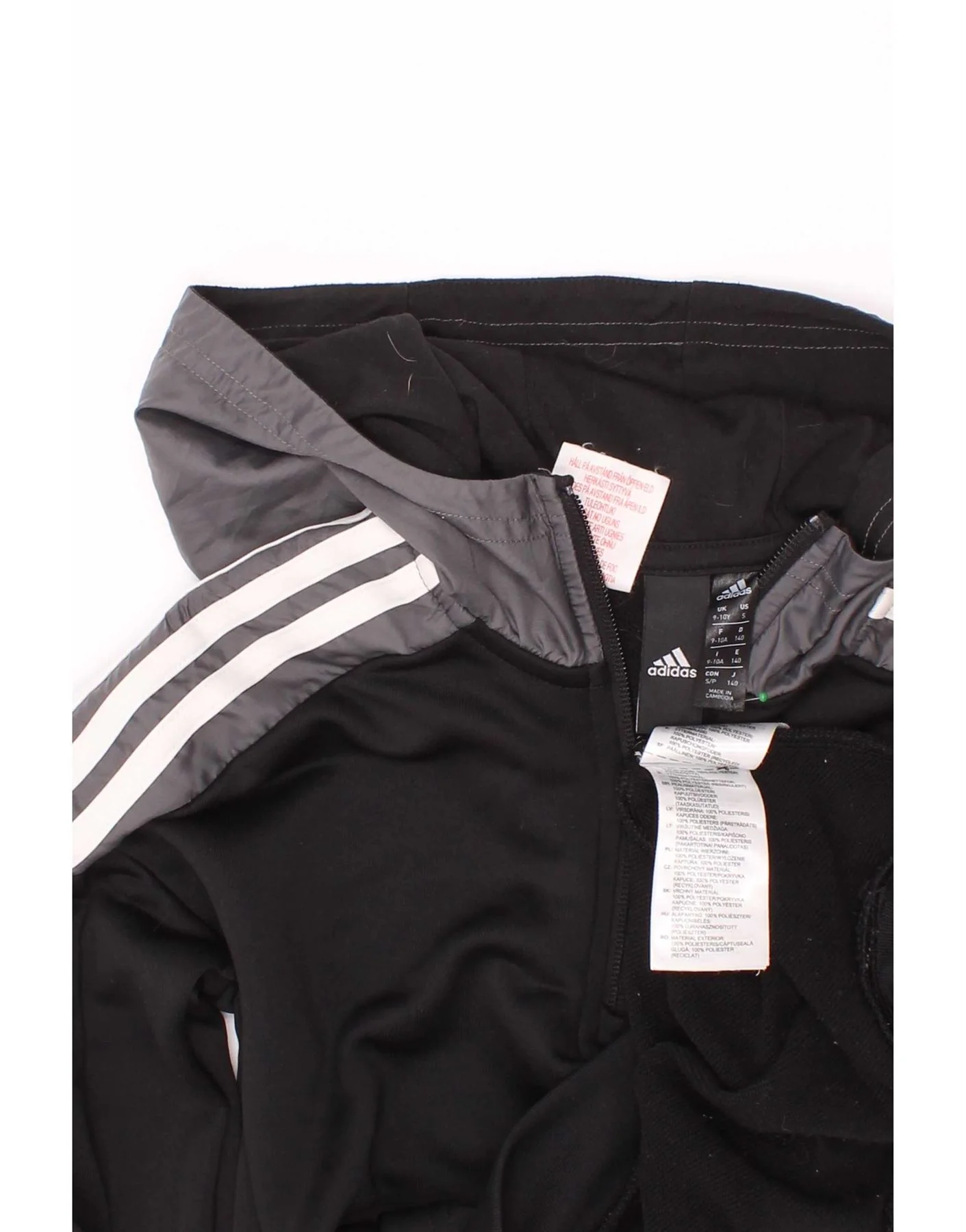 Adidas Boys Aeroready Zip Neck Hoodie Jumper 9-10 Years Black Colourblock - Image 3