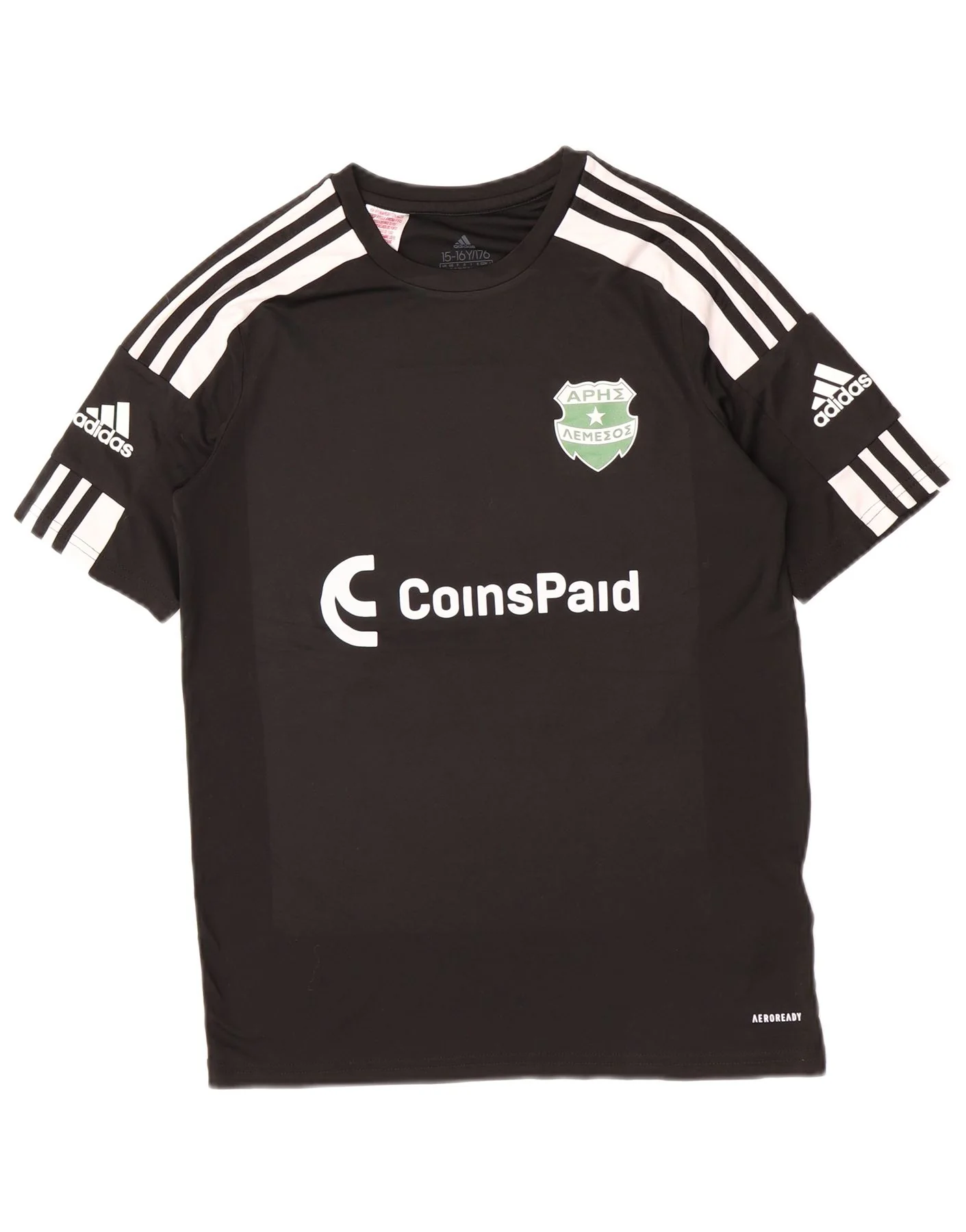 Adidas Boys Aris Limassol FC. Graphic T-Shirt Top 15-16 Years Black