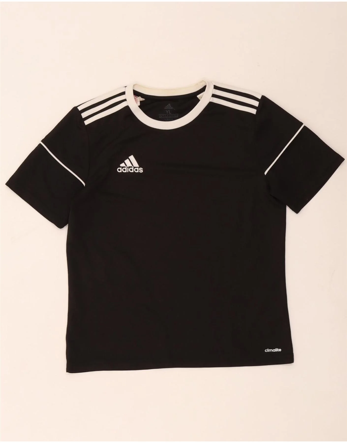 Adidas Boys Climalite T-Shirt Top 13-14 Years Large Black Colourblock