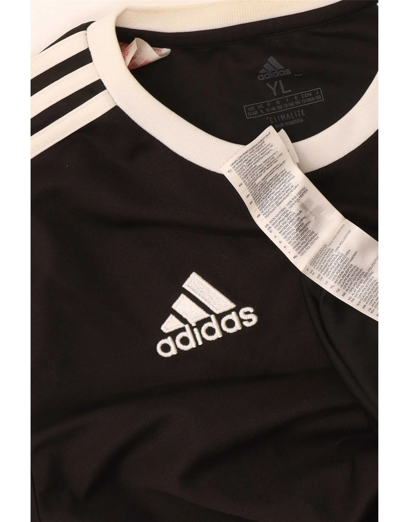 Adidas Boys Climalite T-Shirt Top 13-14 Years Large Black Colourblock - Image 4