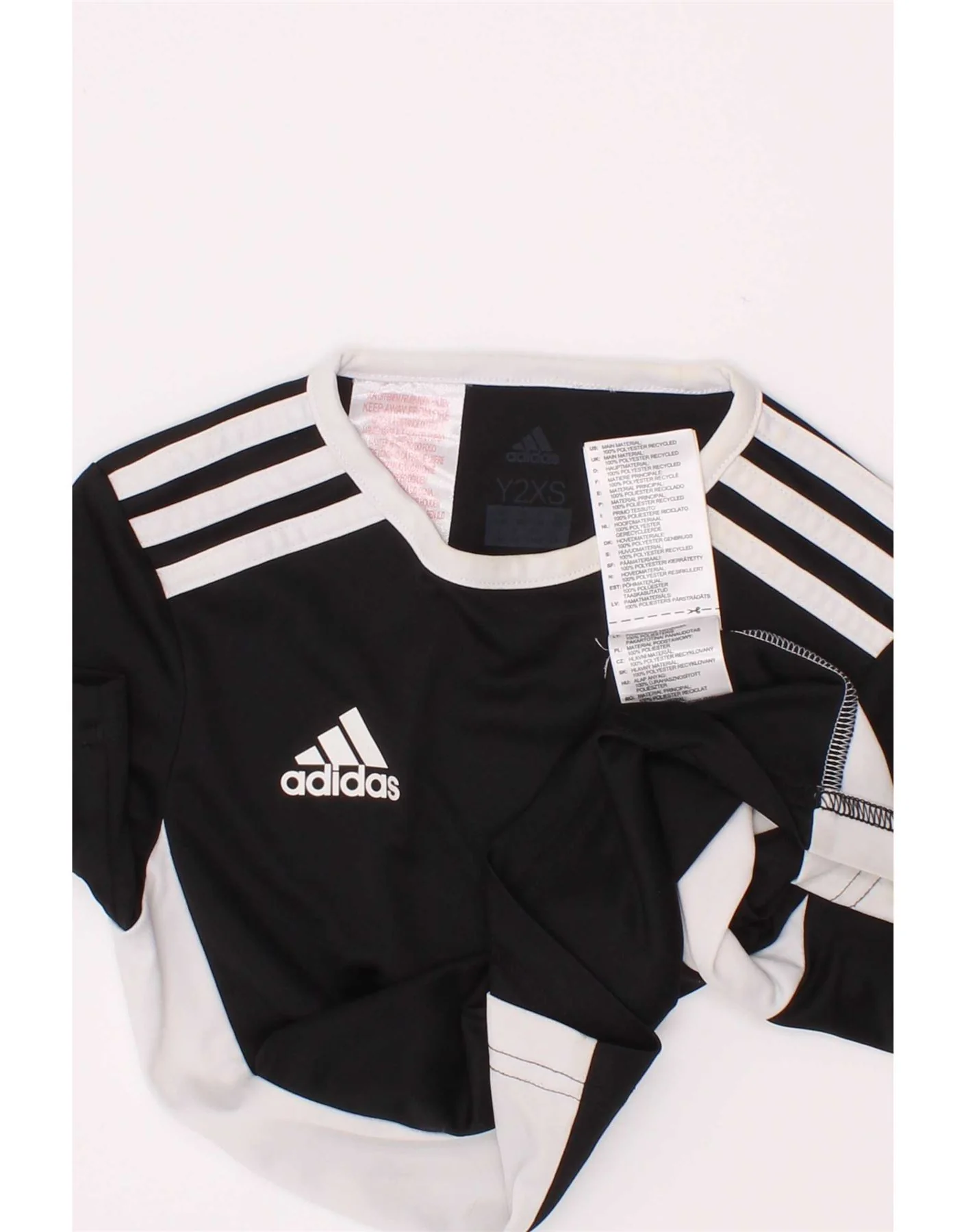 Adidas Boys Climalite T-Shirt Top 5-6 Years Black Colourblock Polyester - Image 4
