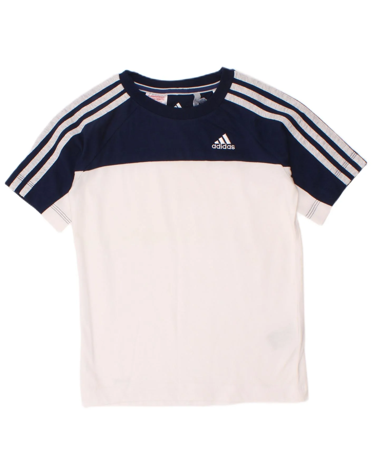 Adidas Boys Climalite T-Shirt Top 7-8 Years White Colourblock Cotton