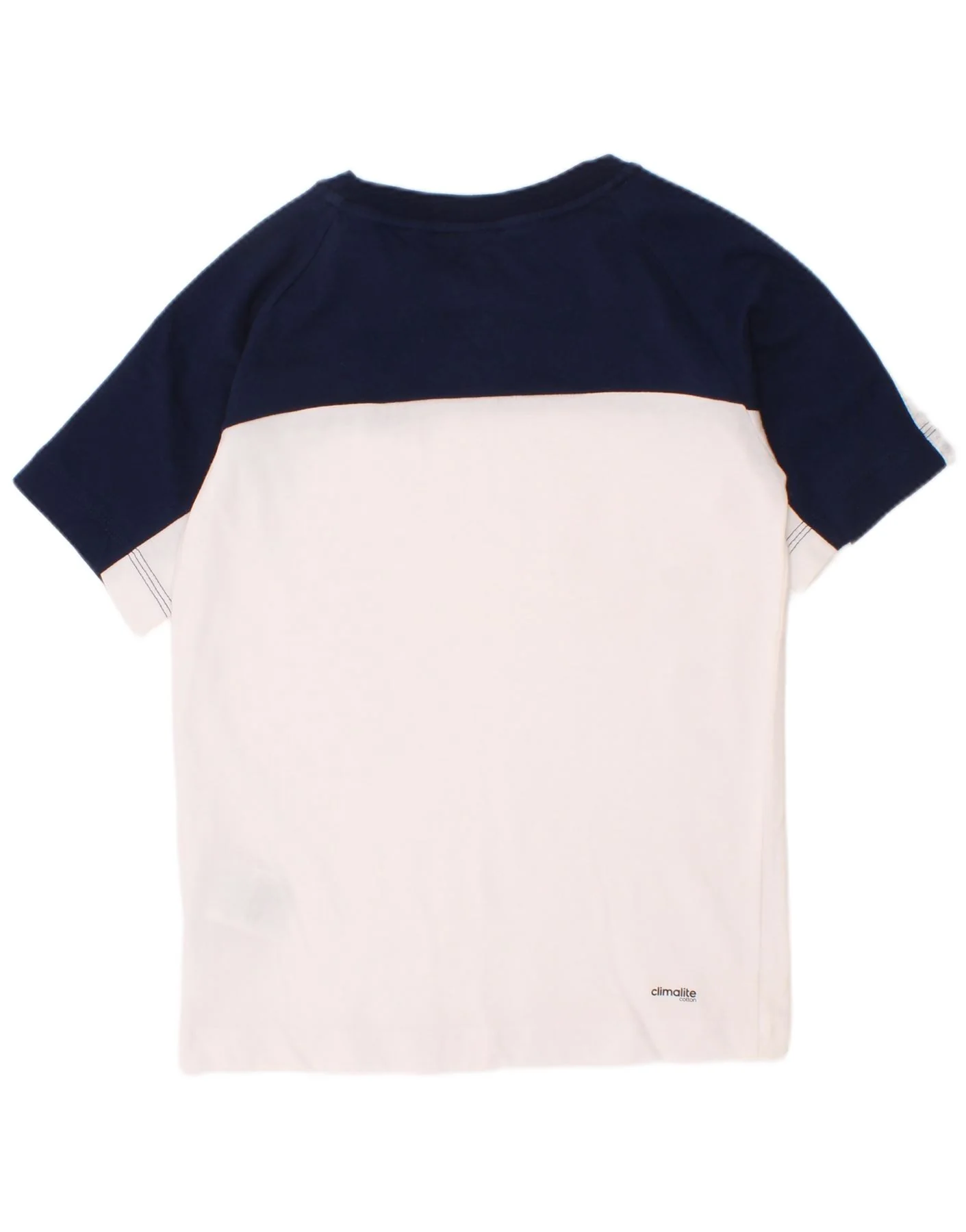 Adidas Boys Climalite T-Shirt Top 7-8 Years White Colourblock Cotton - Image 2