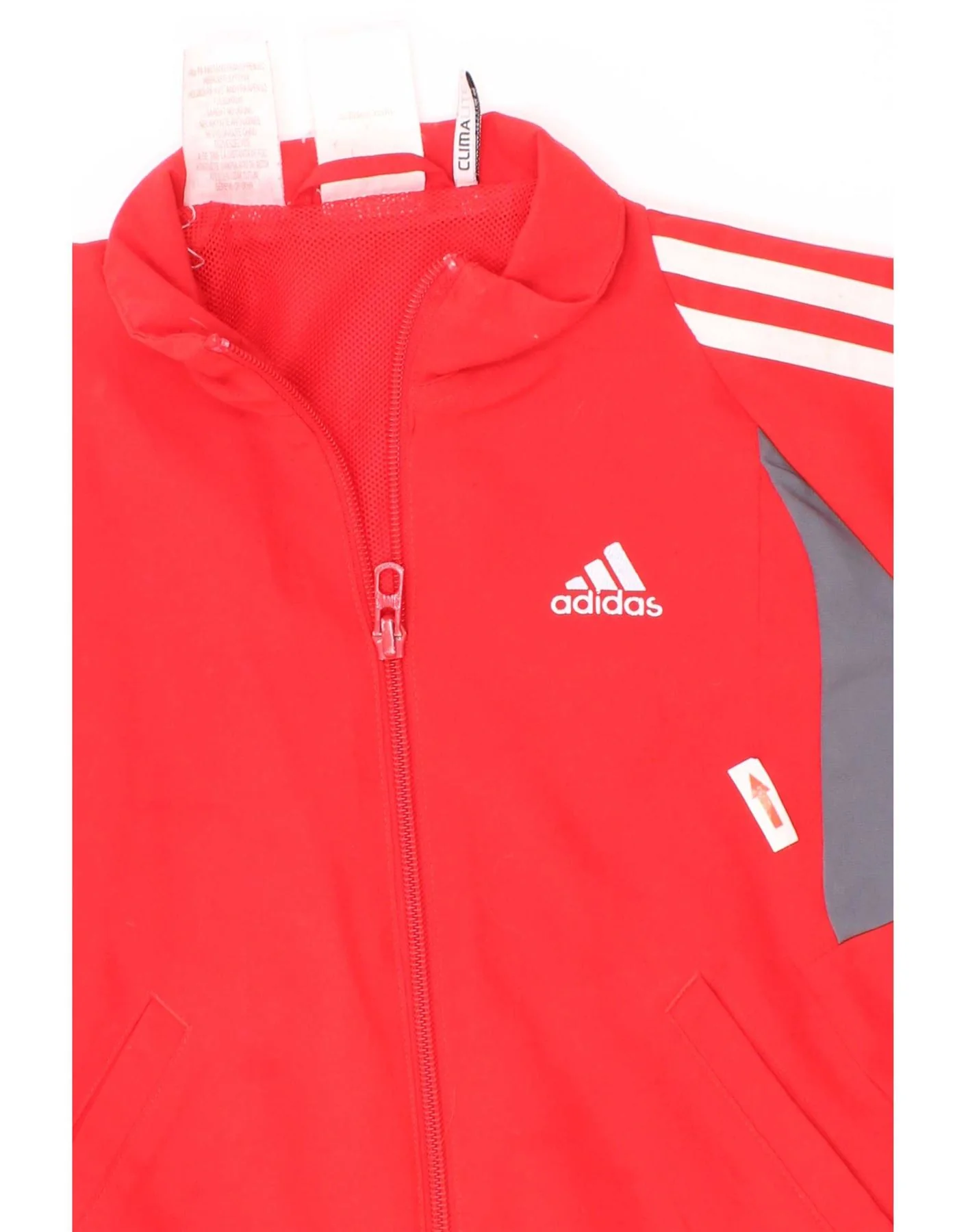Adidas Boys Climalite Tracksuit Top Jacket 4-5 Years Red Colourblock - Image 3