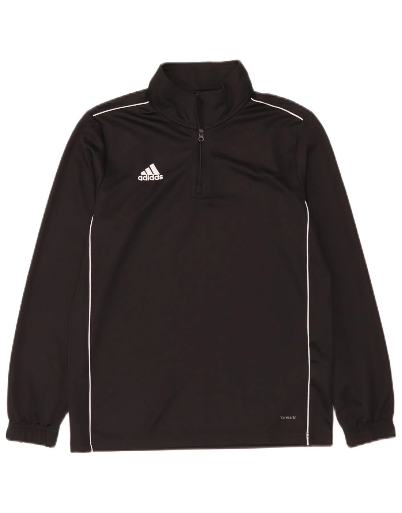 Adidas Boys Climalite Zip Neck Top Long Sleeve 11-12 Years Black Polyester