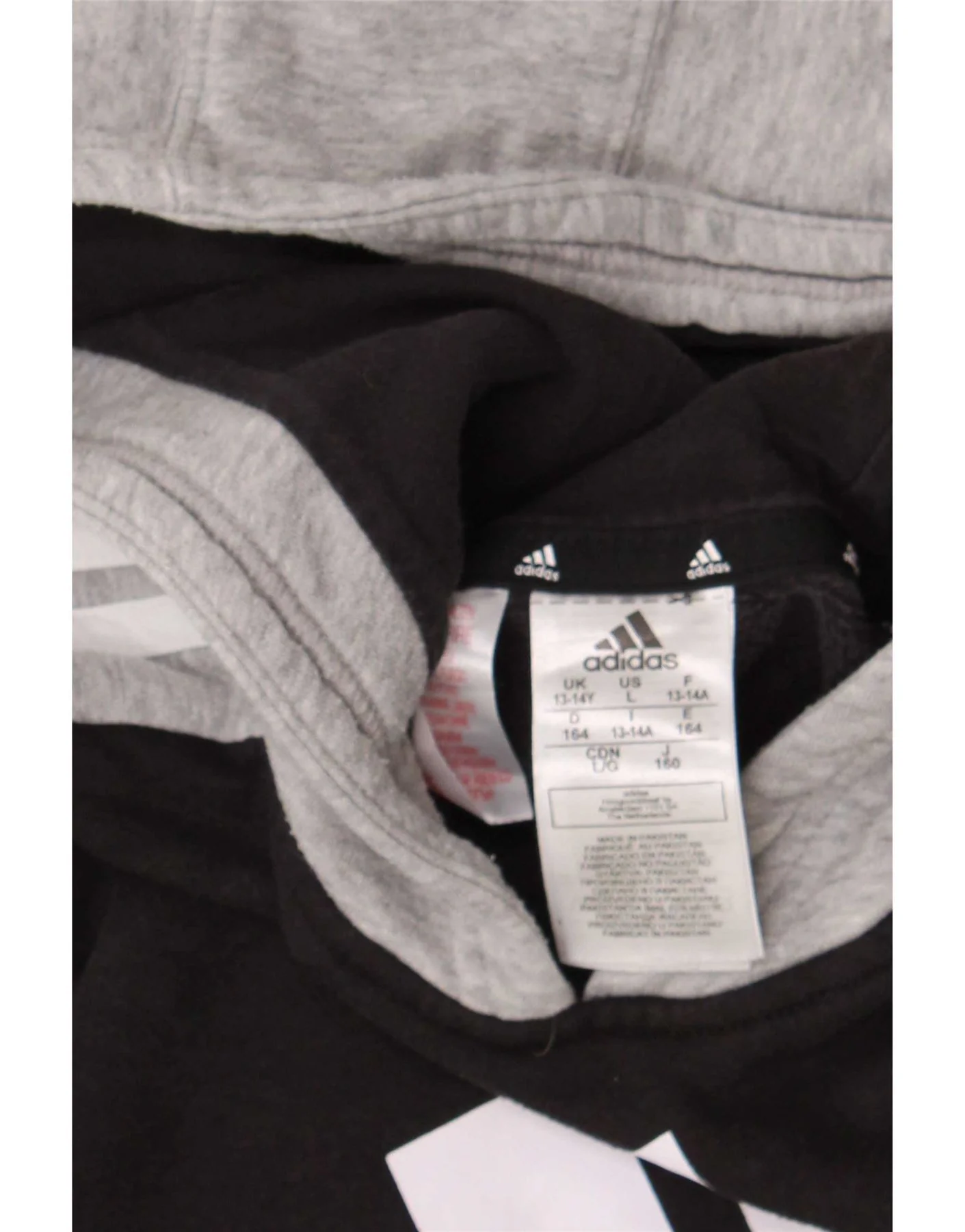 Adidas Boys Graphic Hoodie Jumper 13-14 Years Black Colourblock Cotton - Image 4