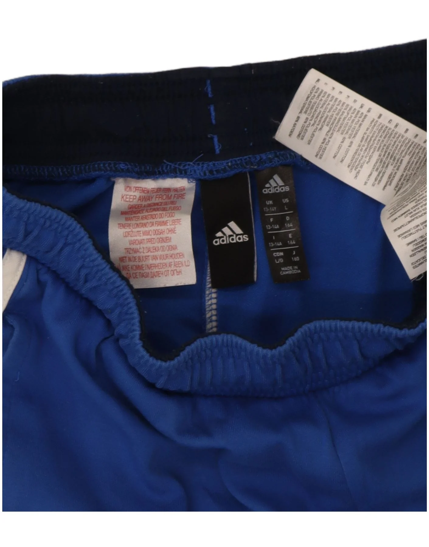 Adidas Boys Graphic Sport Shorts 13-14 Years Blue Cotton - Image 3