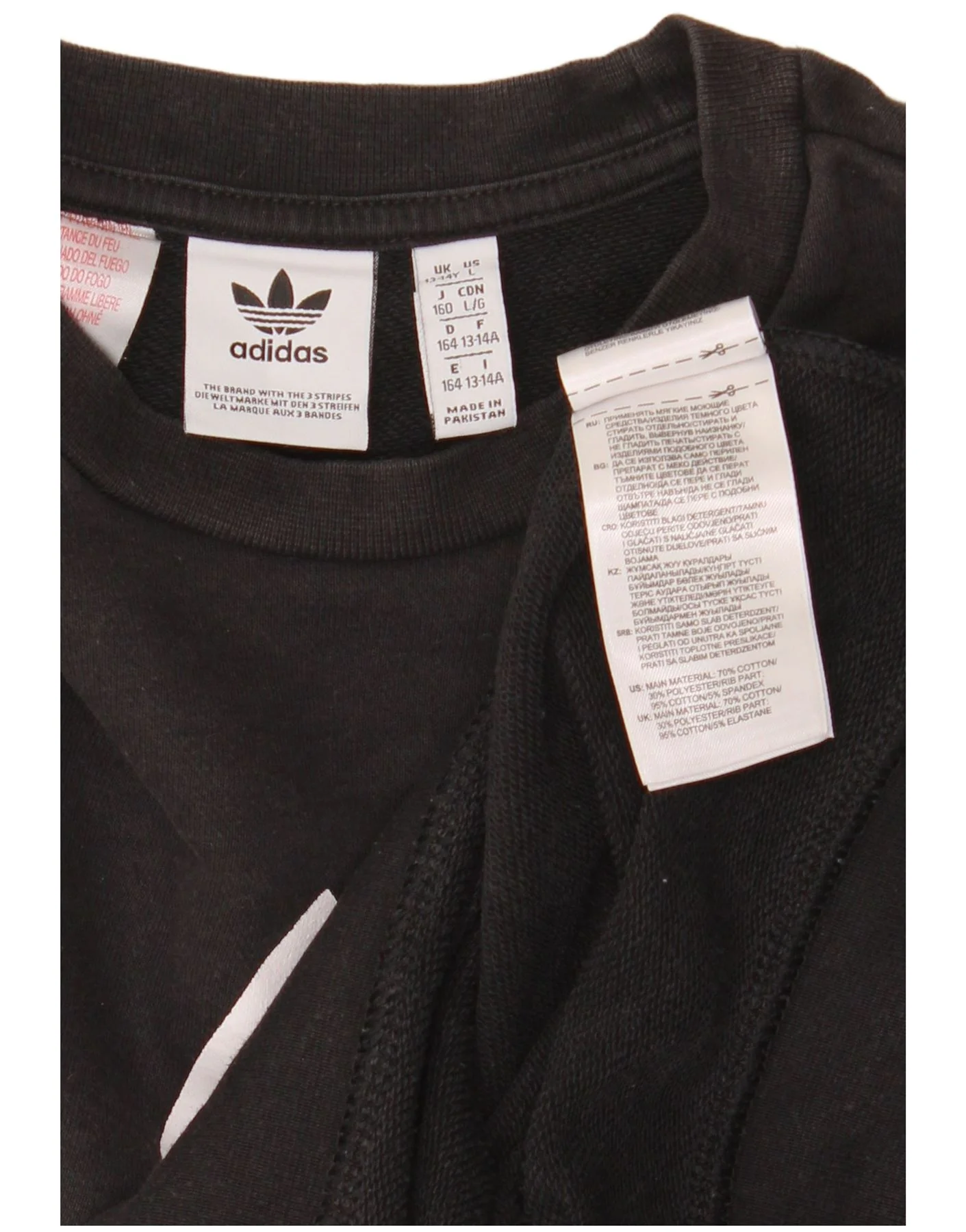 Adidas Boys Graphic Sweatshirt Jumper 13-14 Years Black Cotton - Image 3