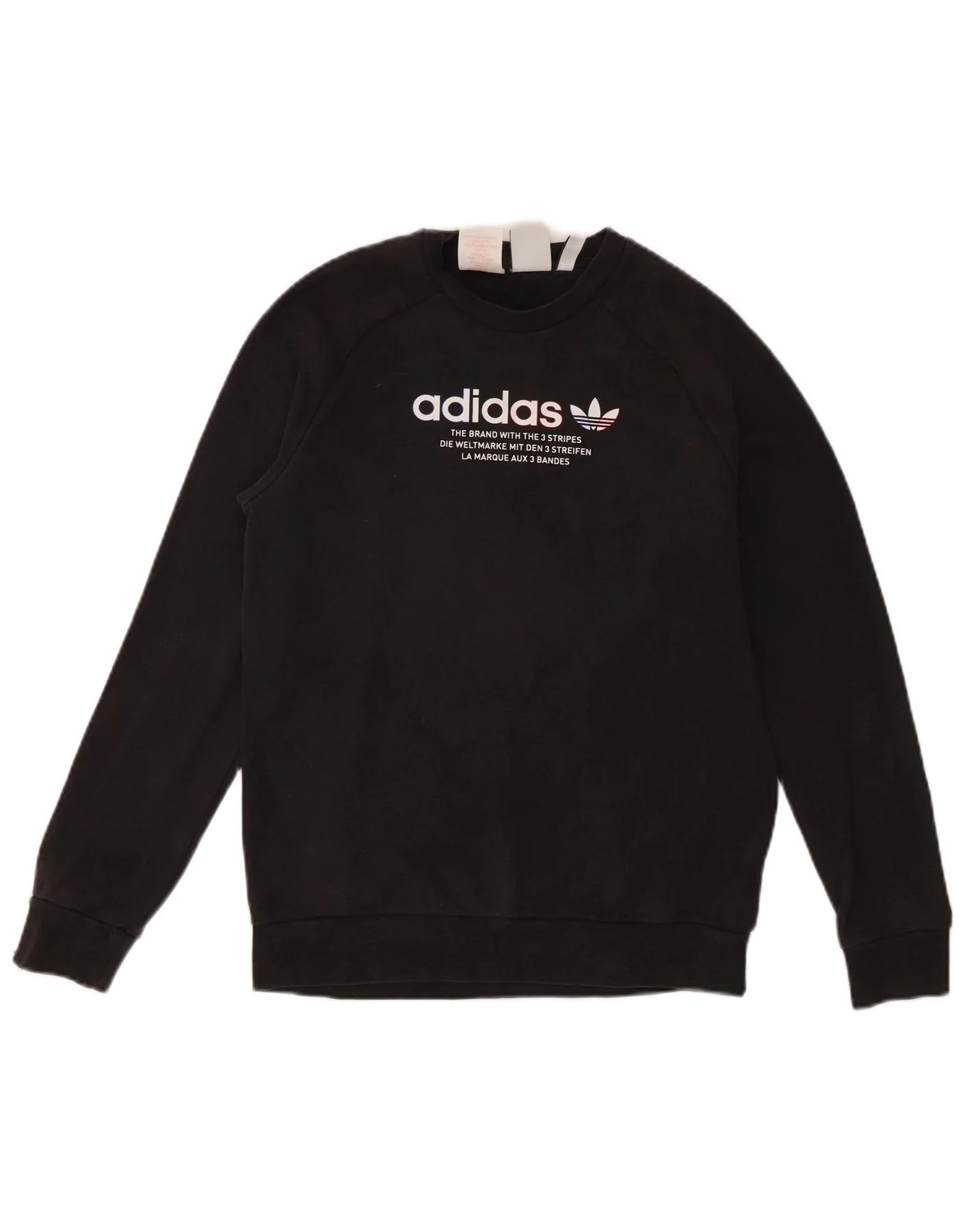Adidas Boys Graphic Sweatshirt Jumper 13-14 Years Black Cotton