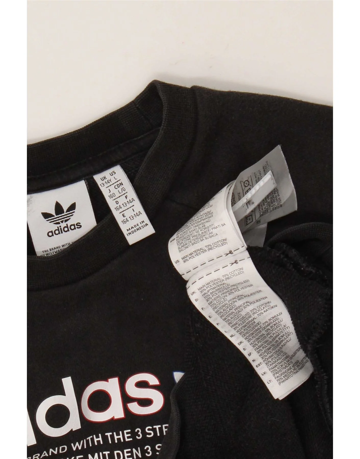 Adidas Boys Graphic Sweatshirt Jumper 13-14 Years Black Cotton - Image 3