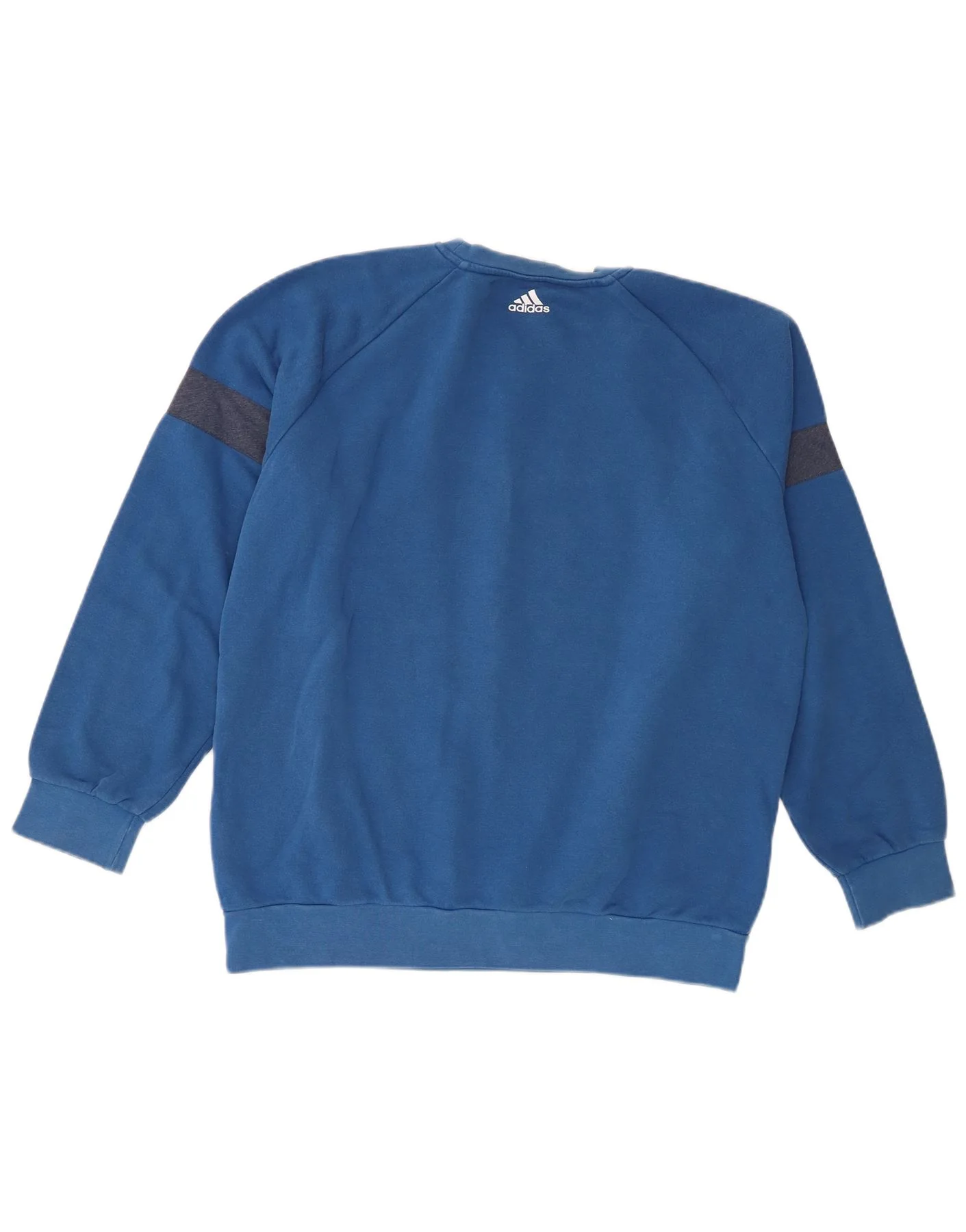 Adidas Boys Graphic Sweatshirt Jumper 15-16 Years Blue Colourblock Cotton - Image 2
