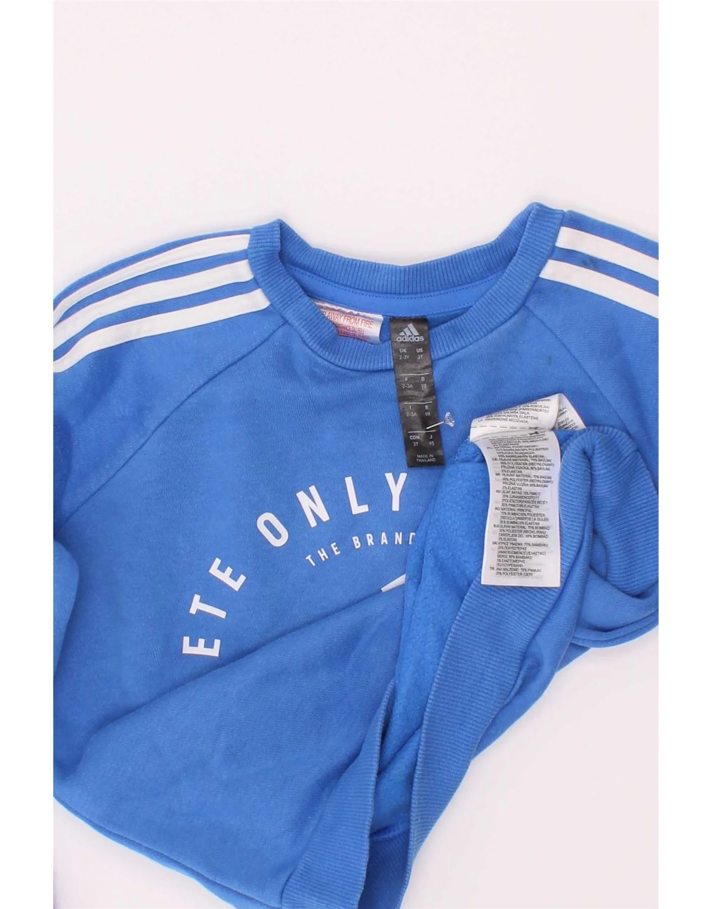 Adidas Boys Graphic Sweatshirt Jumper 2-3 Years Blue Cotton - Image 3