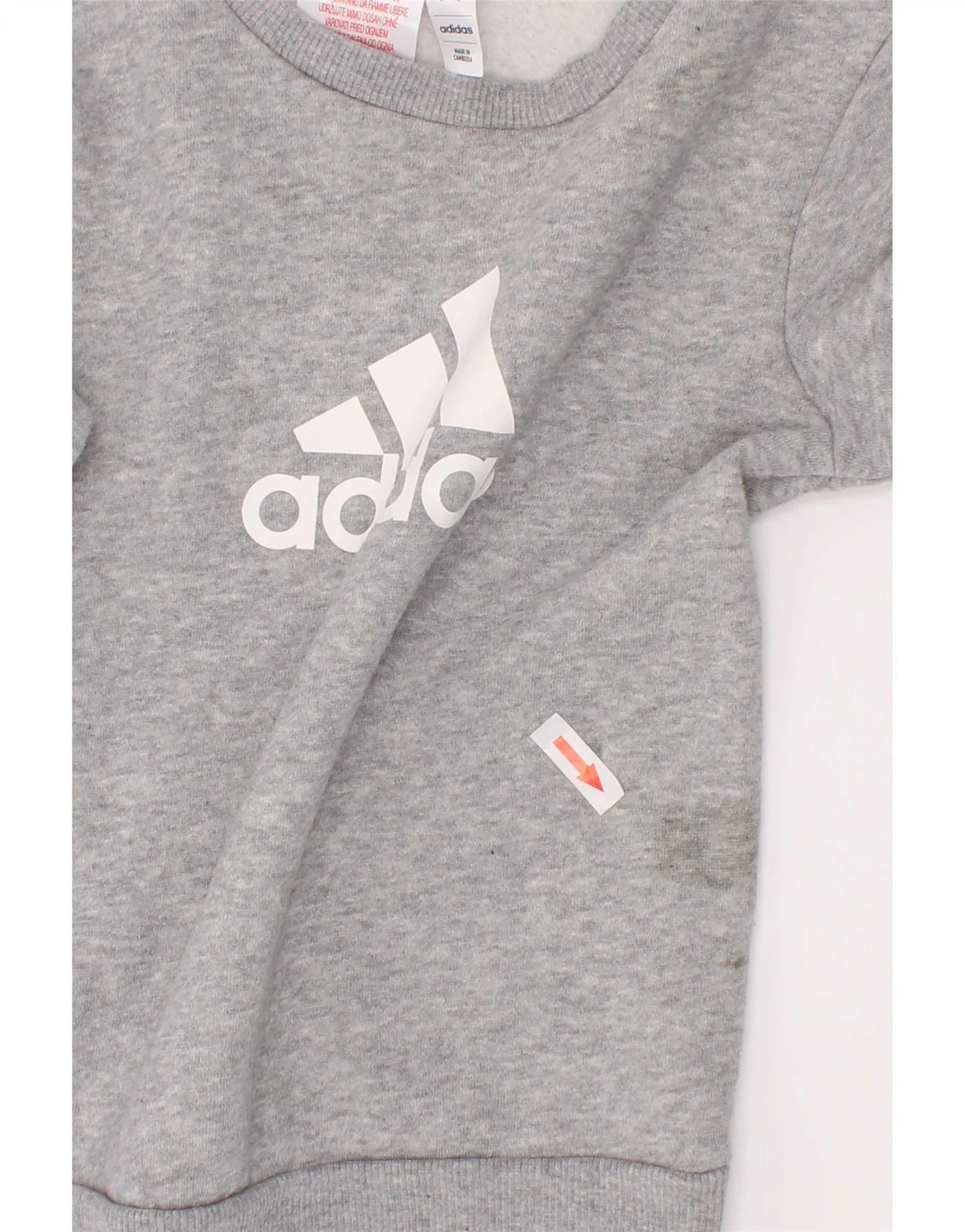 Adidas Boys Graphic Sweatshirt Jumper 2-3 Years Grey Flecked Cotton - Image 3