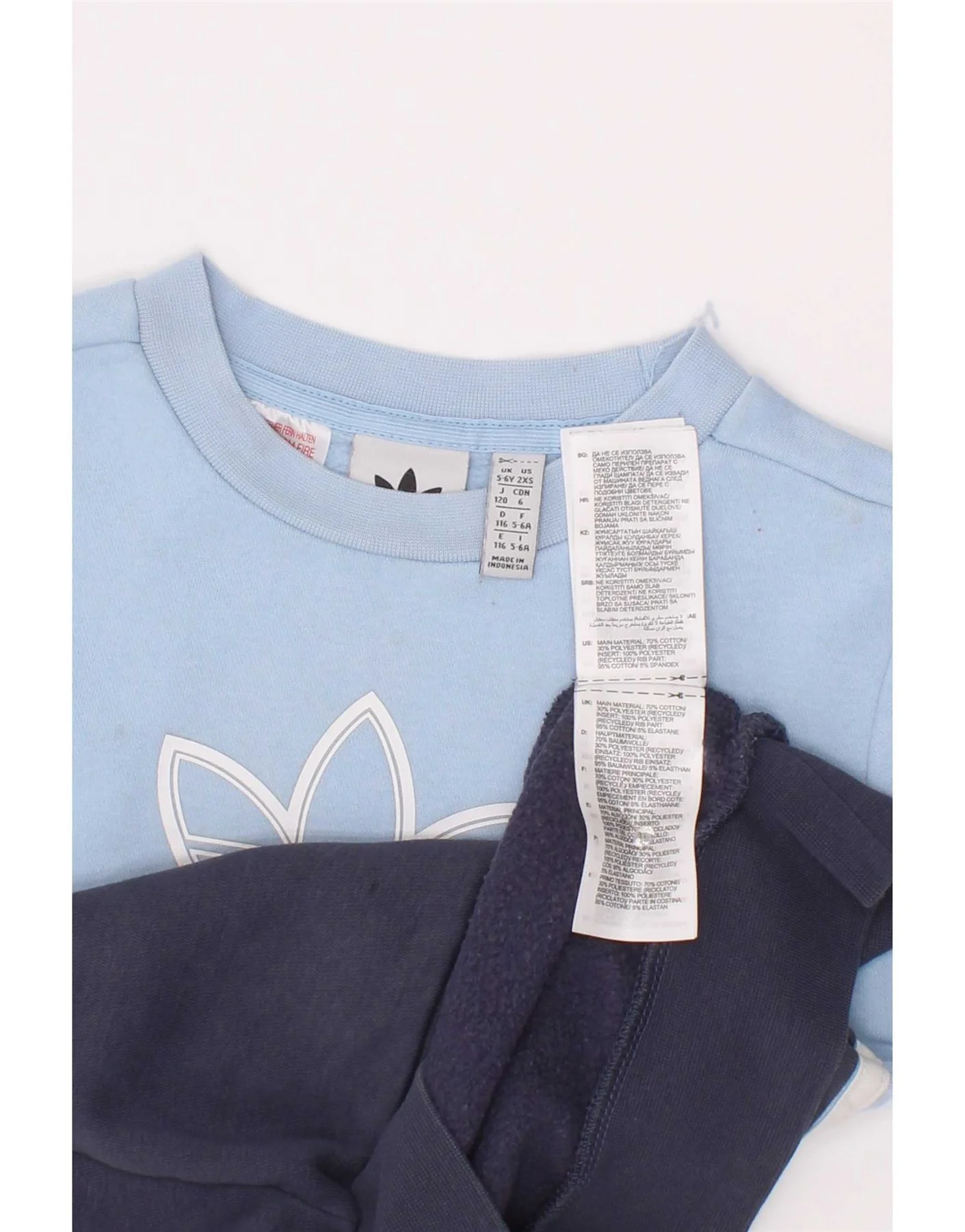 Adidas Boys Graphic Sweatshirt Jumper 5-6 Years Blue Colourblock Cotton - Image 4