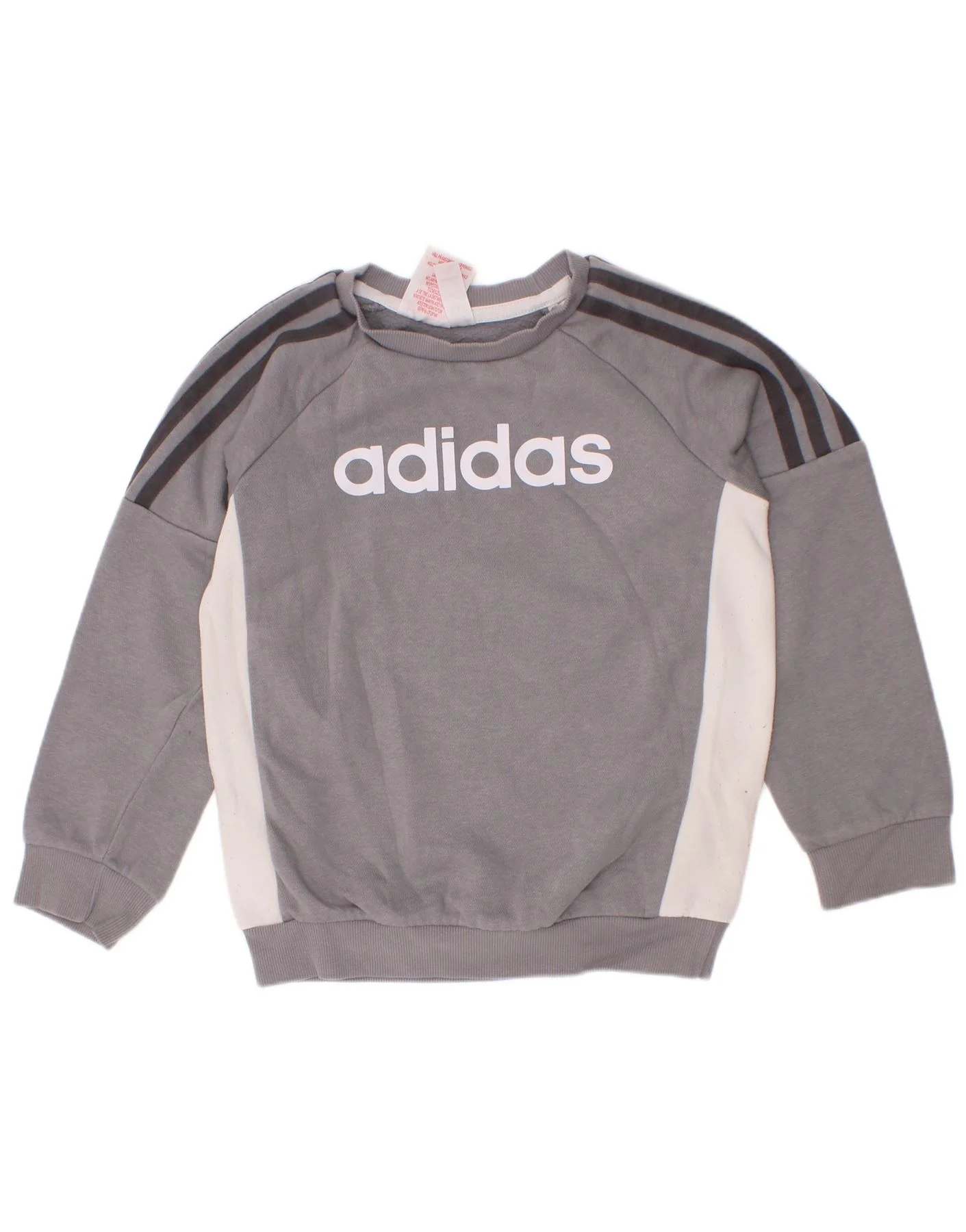 Adidas Boys Graphic Sweatshirt Jumper 6-7 Years Grey Colourblock Cotton