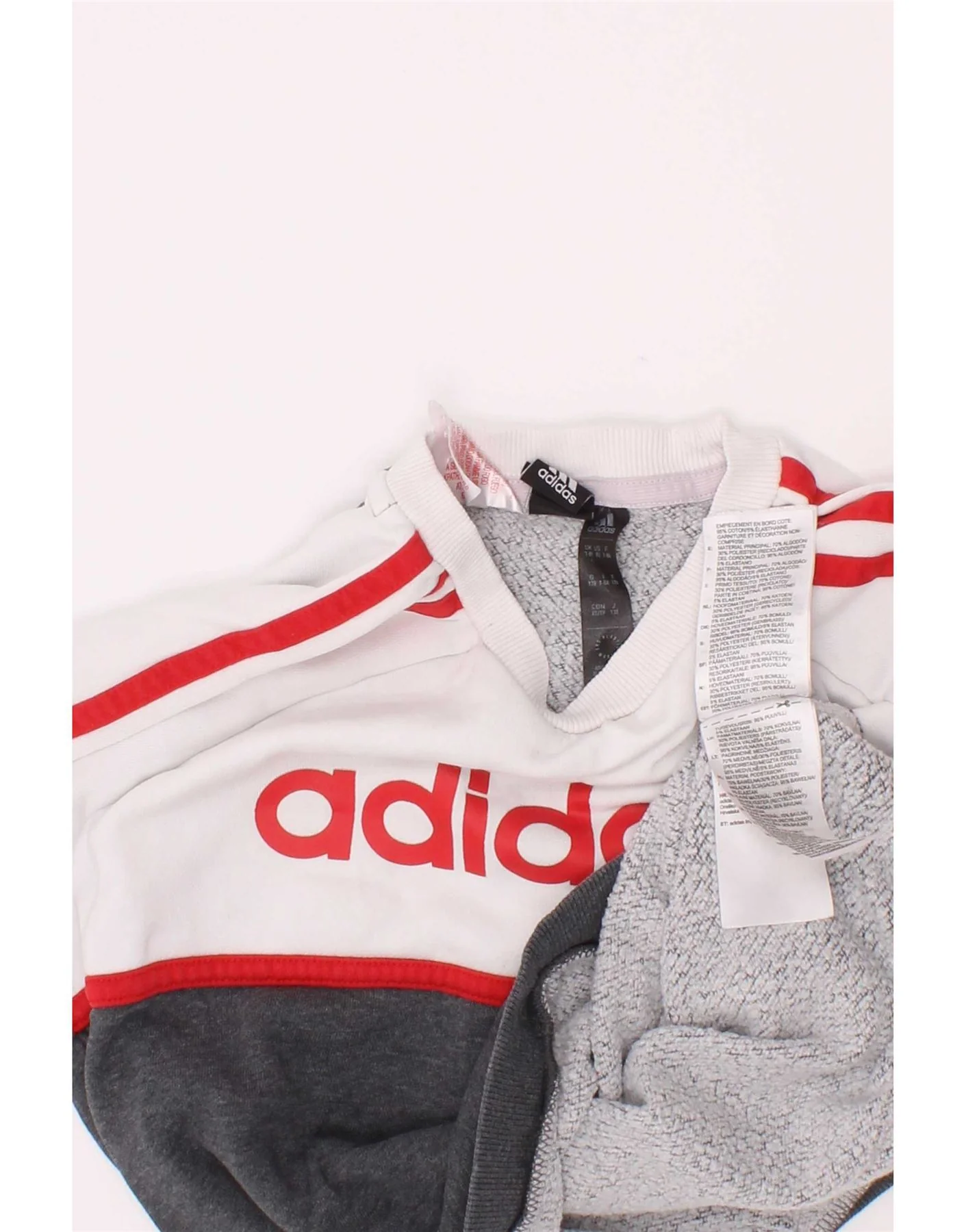 Adidas Boys Graphic Sweatshirt Jumper 7-8 Years Grey Colourblock Cotton - Image 4
