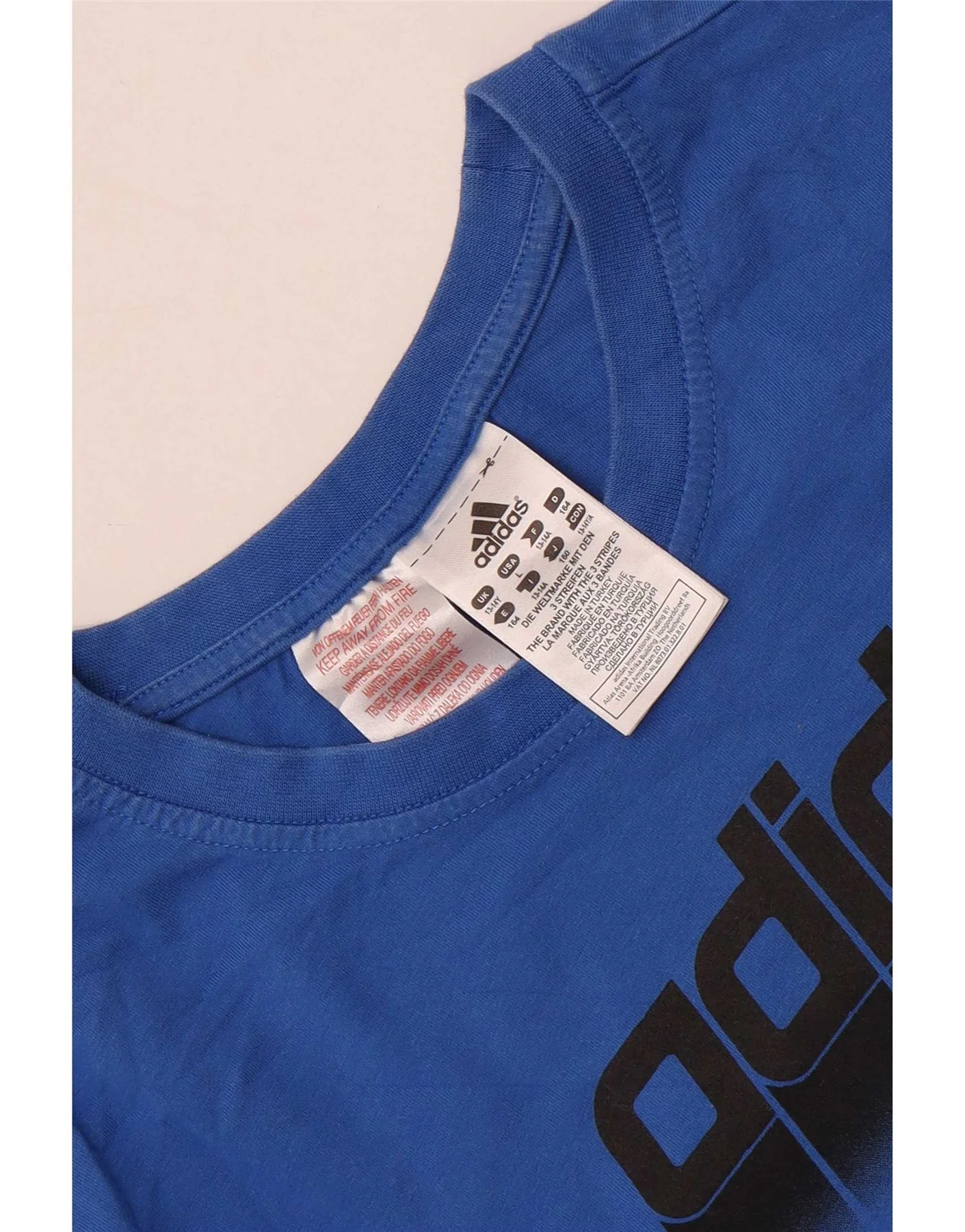 Adidas Boys Graphic T-Shirt Top 13-14 Years Blue Cotton - Image 4