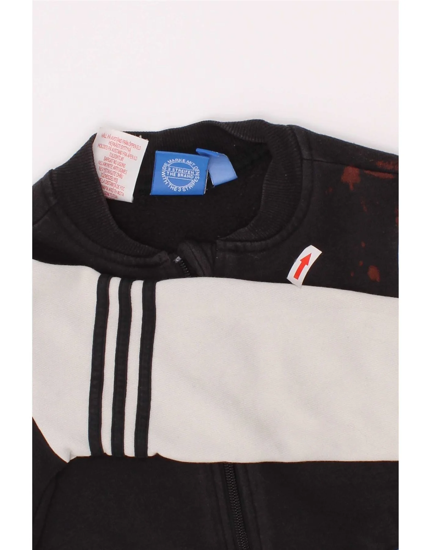Adidas Boys Graphic Tracksuit Top Jacket 4-5 Years Black Colourblock Cotton - Image 3