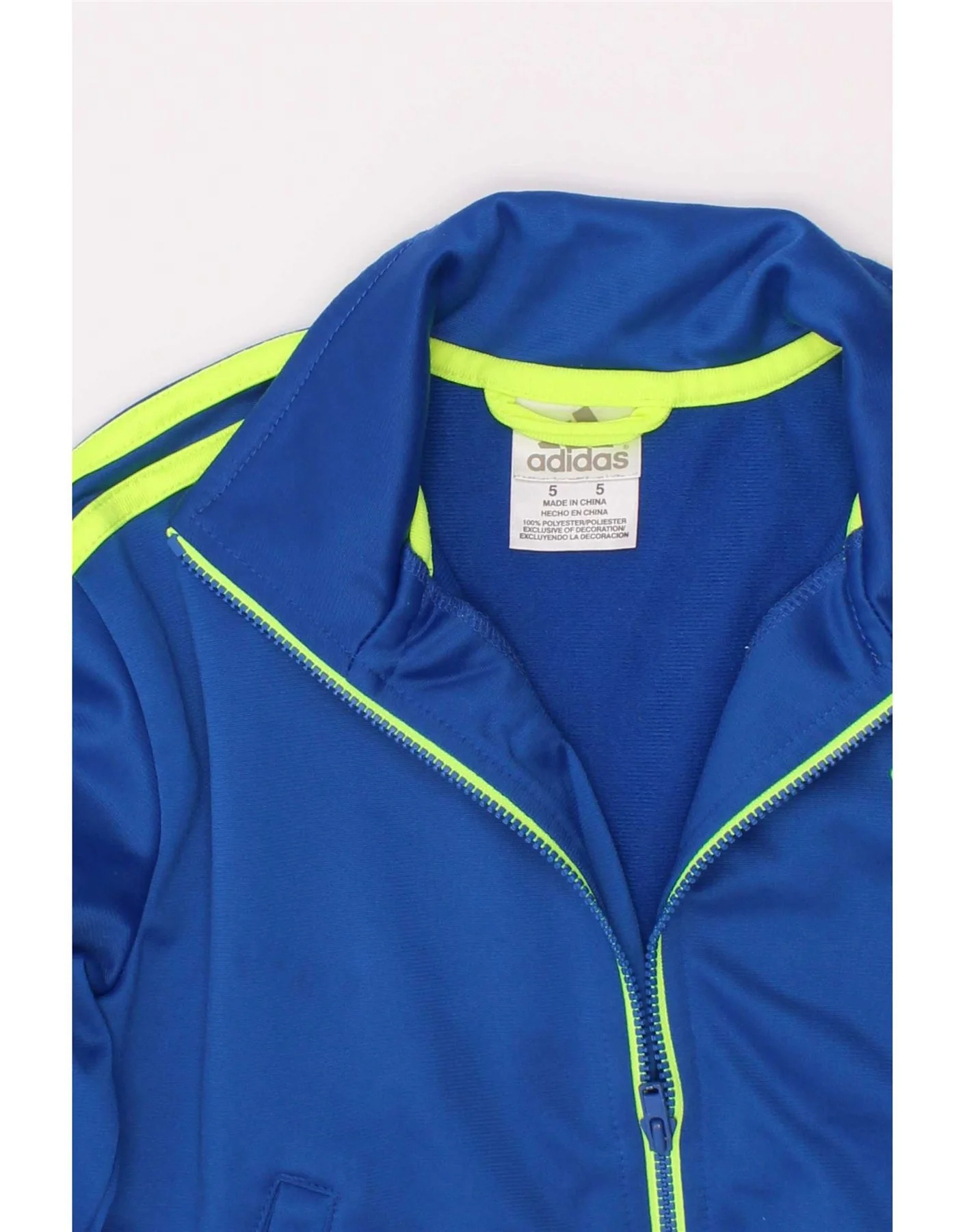 Adidas Boys Graphic Tracksuit Top Jacket 4-5 Years Blue Polyester - Image 3