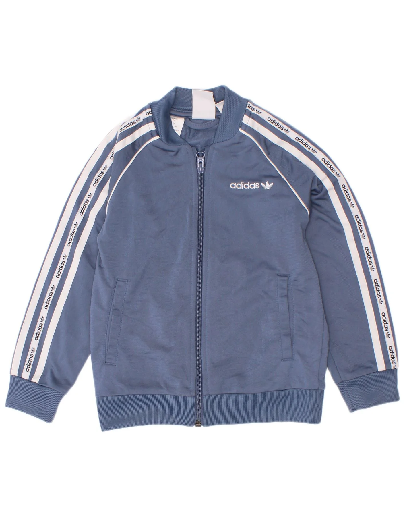 Adidas Boys Graphic Tracksuit Top Jacket 5-6 Years Blue Colourblock