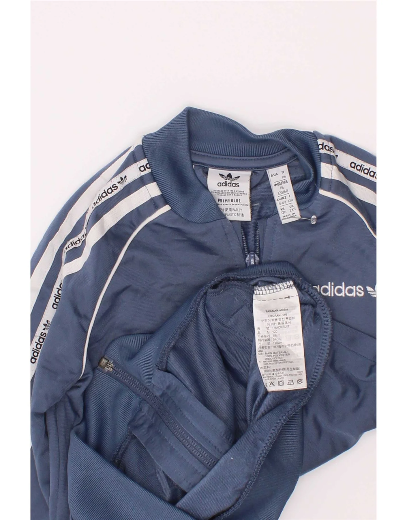 Adidas Boys Graphic Tracksuit Top Jacket 5-6 Years Blue Colourblock - Image 3