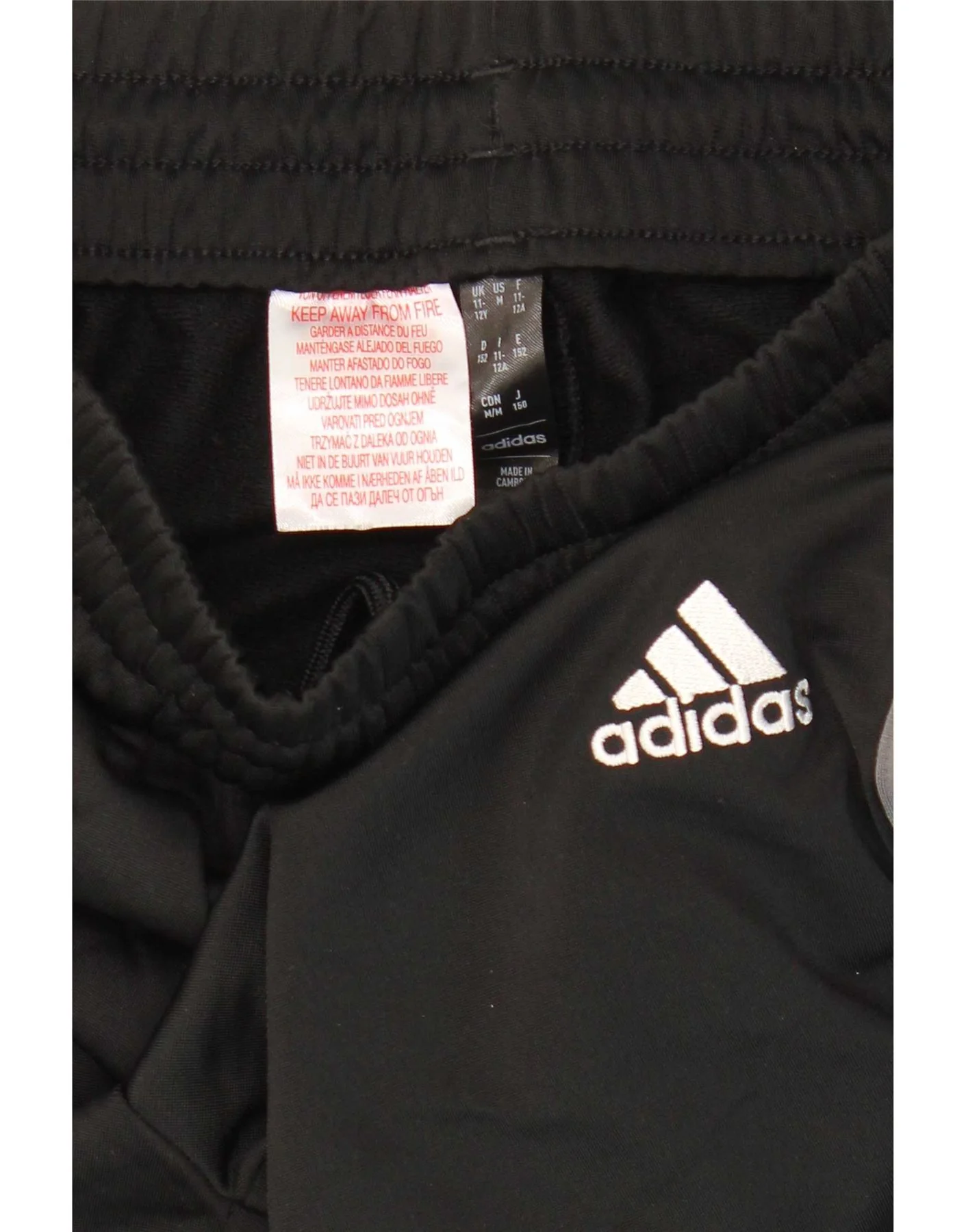 Adidas Boys Graphic Tracksuit Trousers Joggers 11-12 Years Black Polyester - Image 4