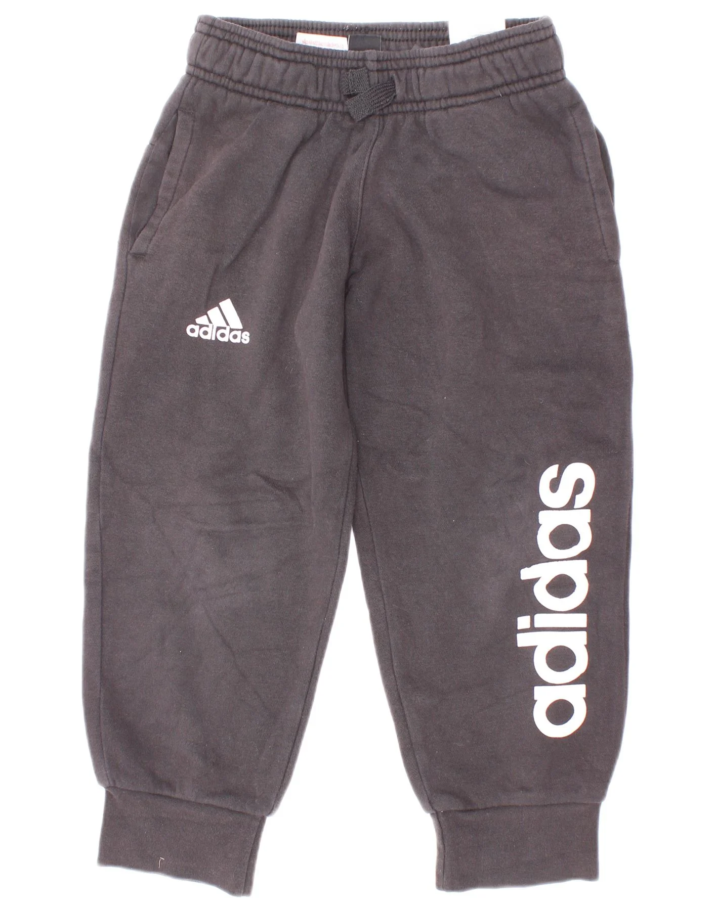 Adidas Boys Graphic Tracksuit Trousers Joggers 4-5 Years Black Cotton