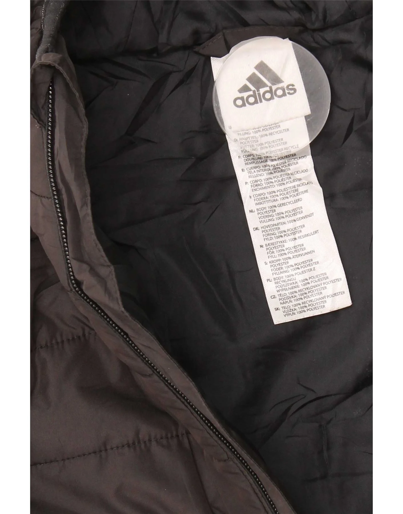 Adidas Boys Hooded Padded Jacket 10-11 Years Medium Black Polyester - Image 5