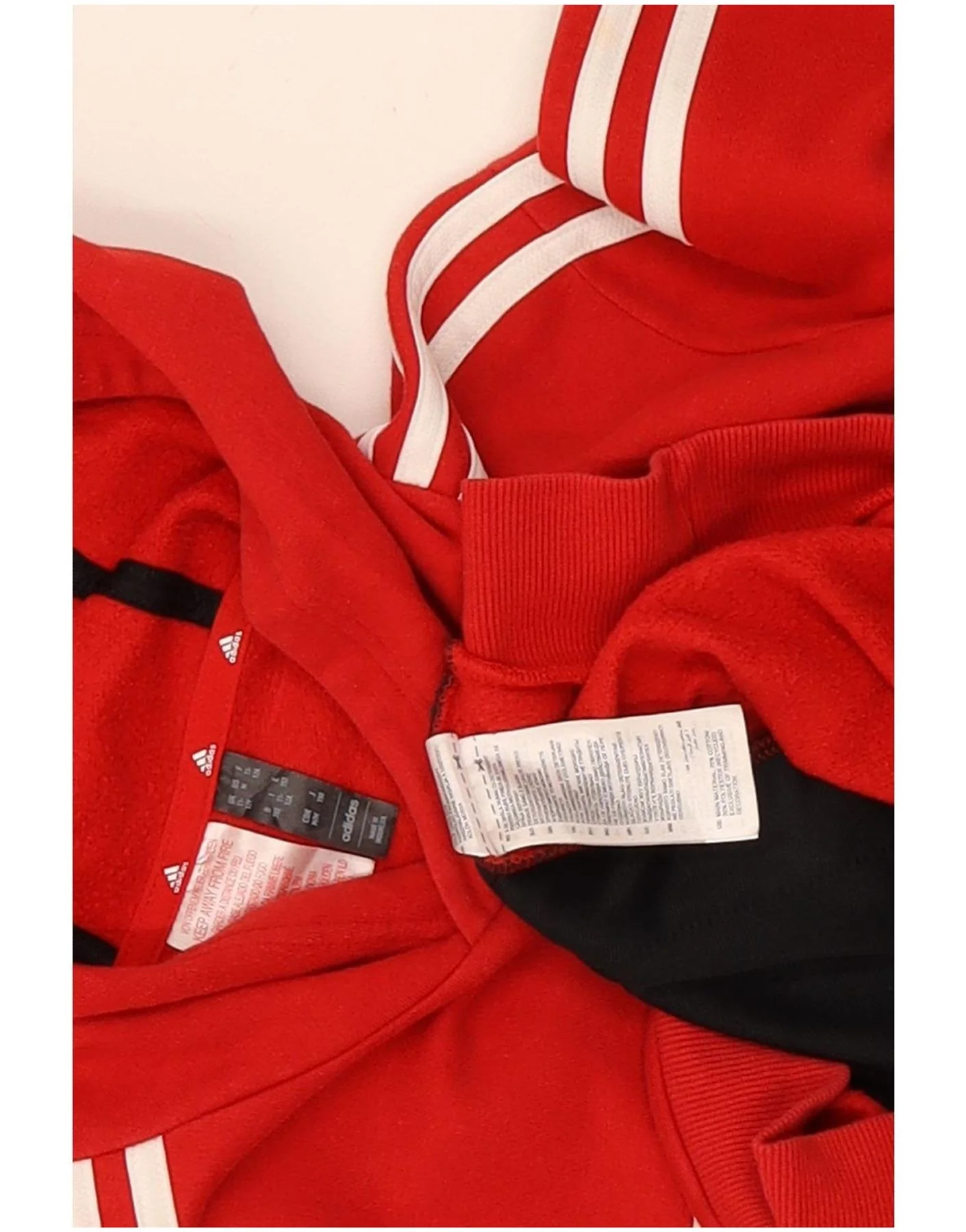 Adidas Boys Hoodie Jumper 11-12 Years Red Colourblock Cotton - Image 4
