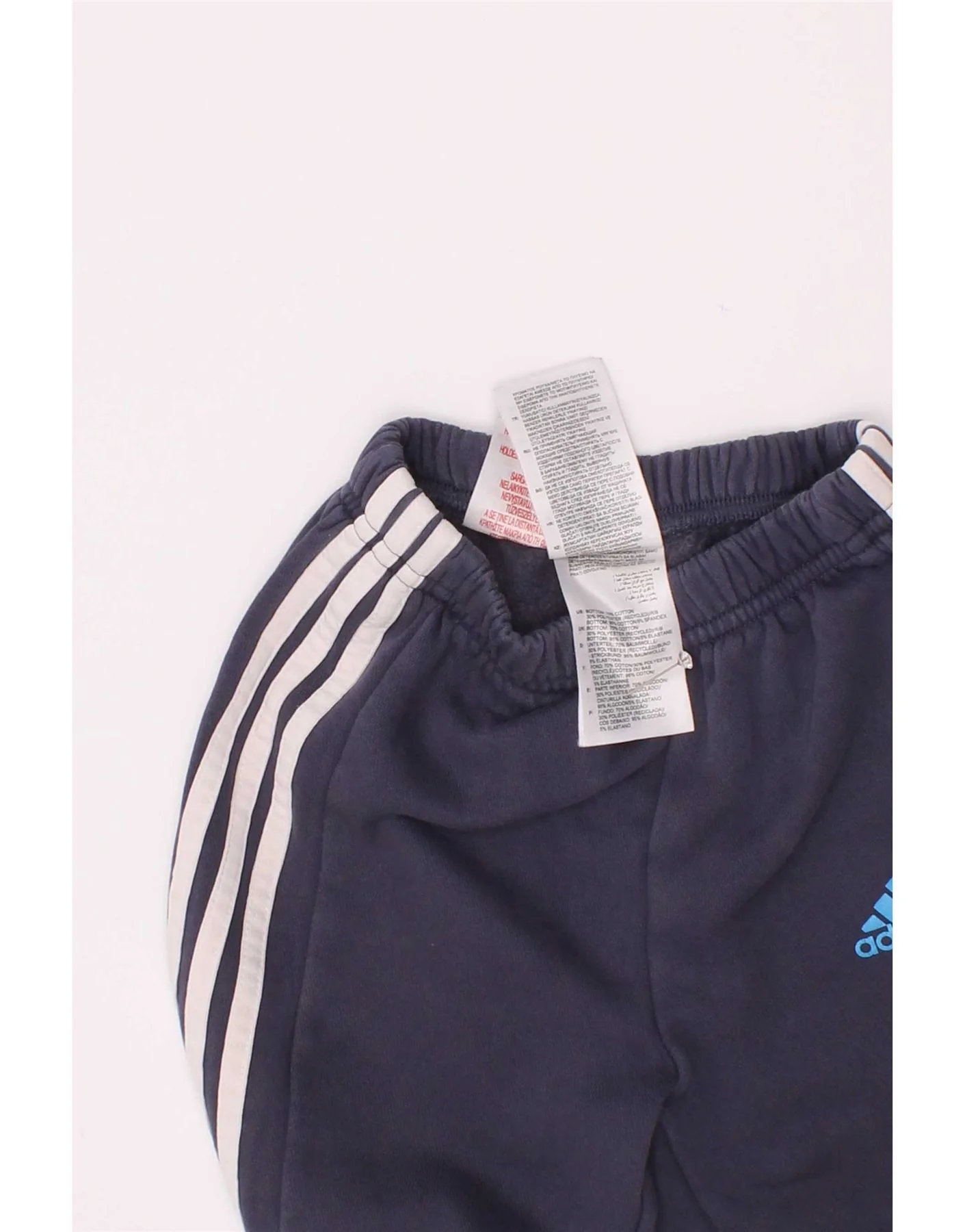 Adidas Boys Joggers Tracksuit Trousers 2-3 Years Navy Blue Cotton - Image 3