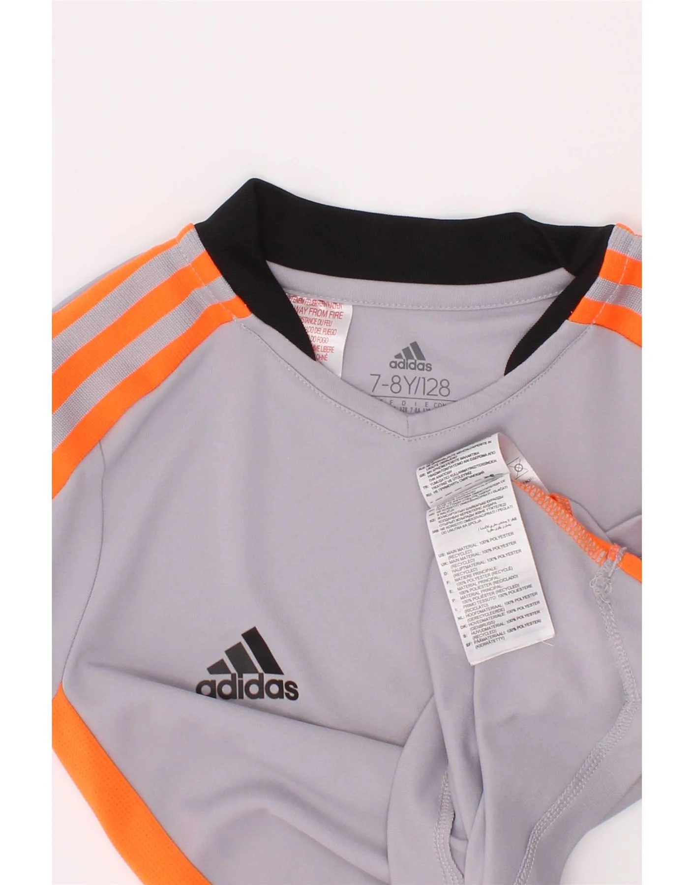 Adidas Boys Juventus Graphic T-Shirt Top 7-8 Years Grey Colourblock - Image 3