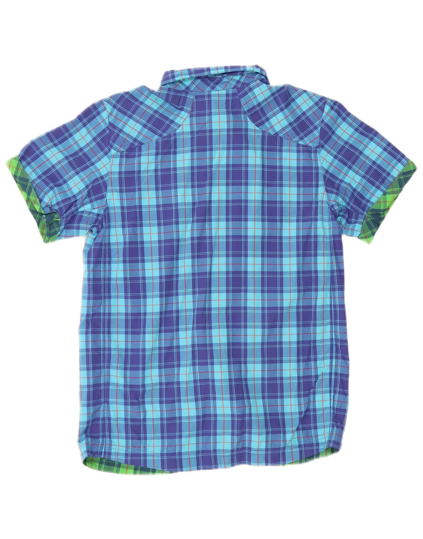 Adidas Boys Short Sleeve Shirt 13-14 Years Blue Check Nylon - Image 2