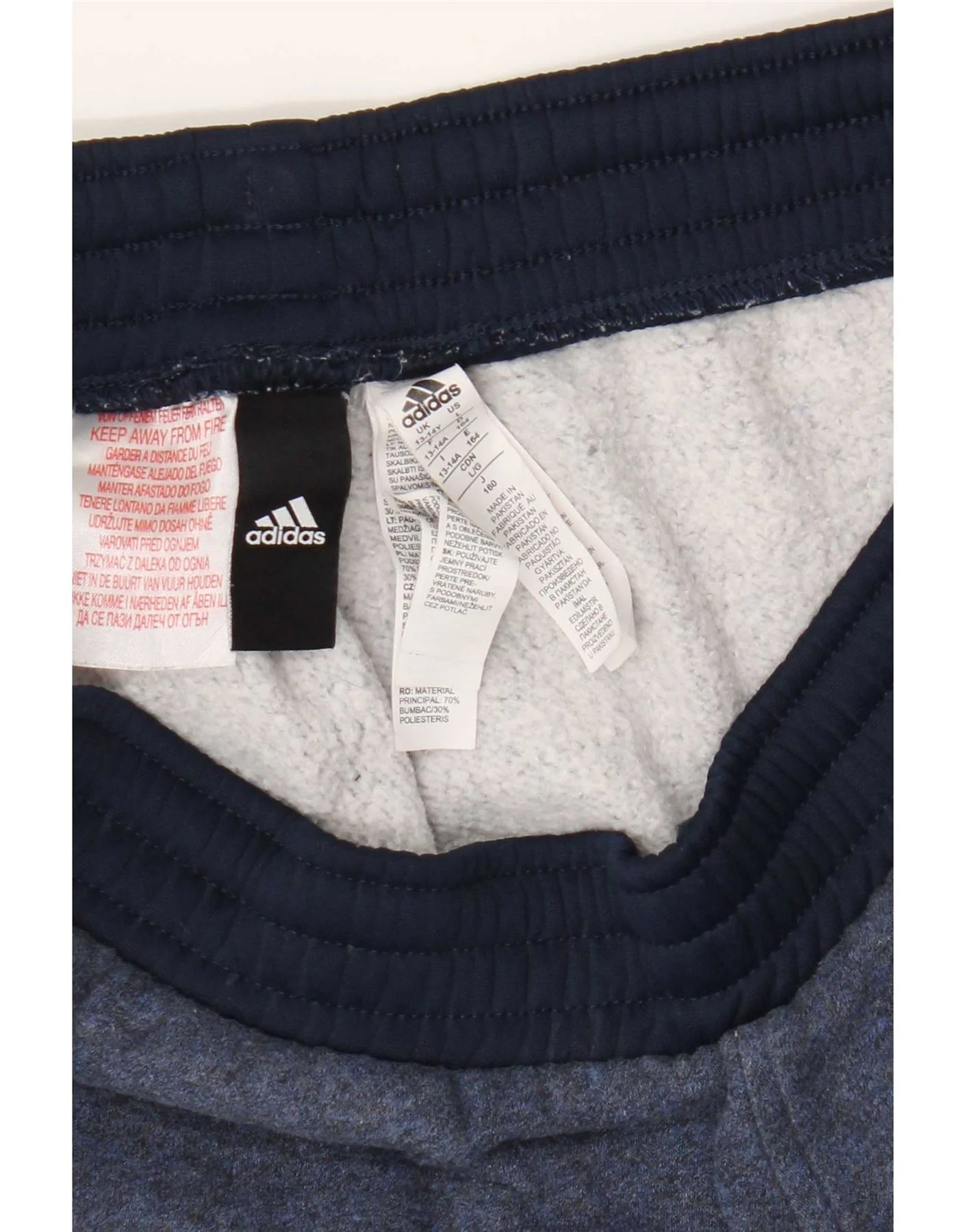 Adidas Boys Sport Shorts 13-14 Years Navy Blue Flecked Cotton - Image 4