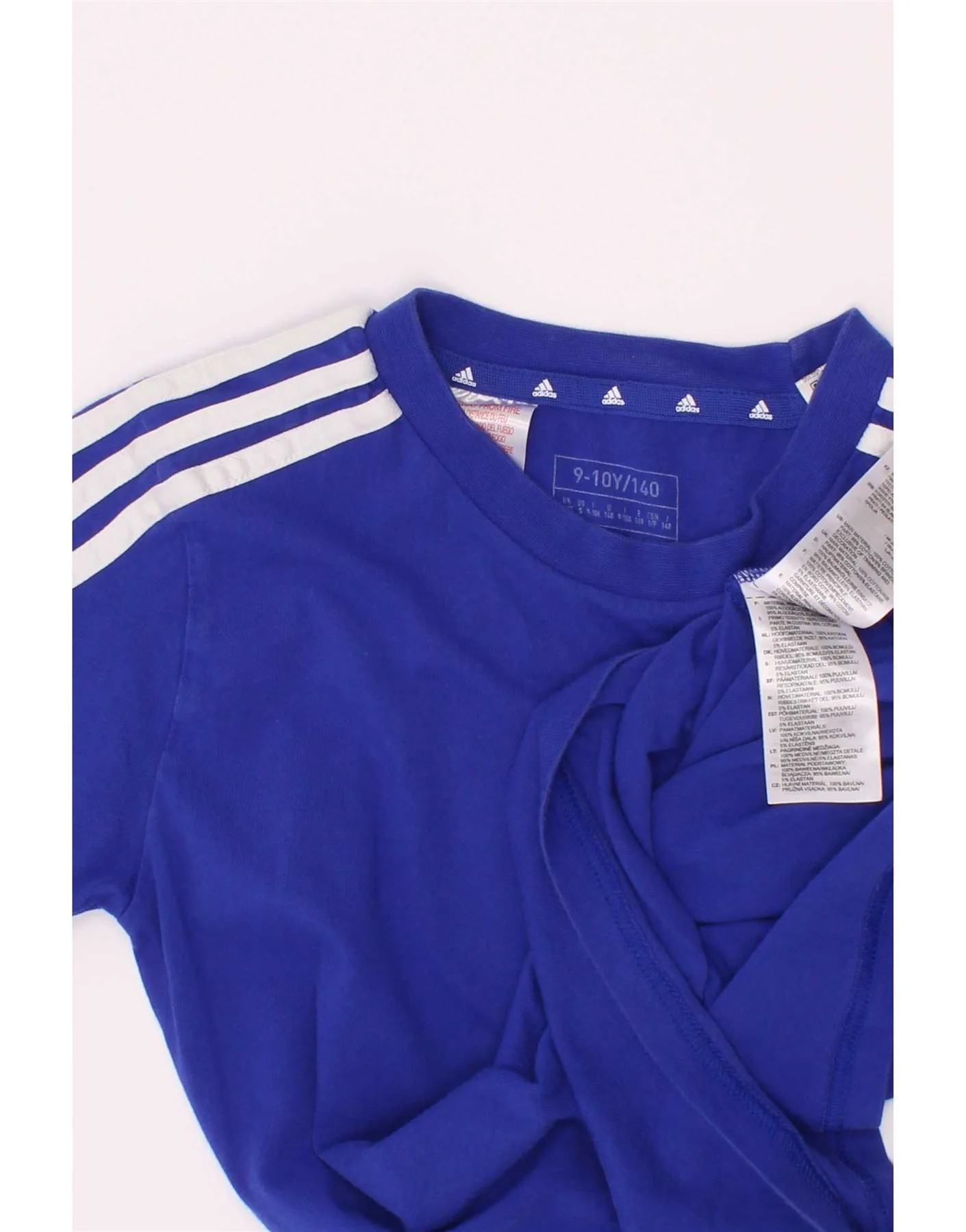 Adidas Boys T-Shirt Top 9-10 Years Blue Cotton - Image 3