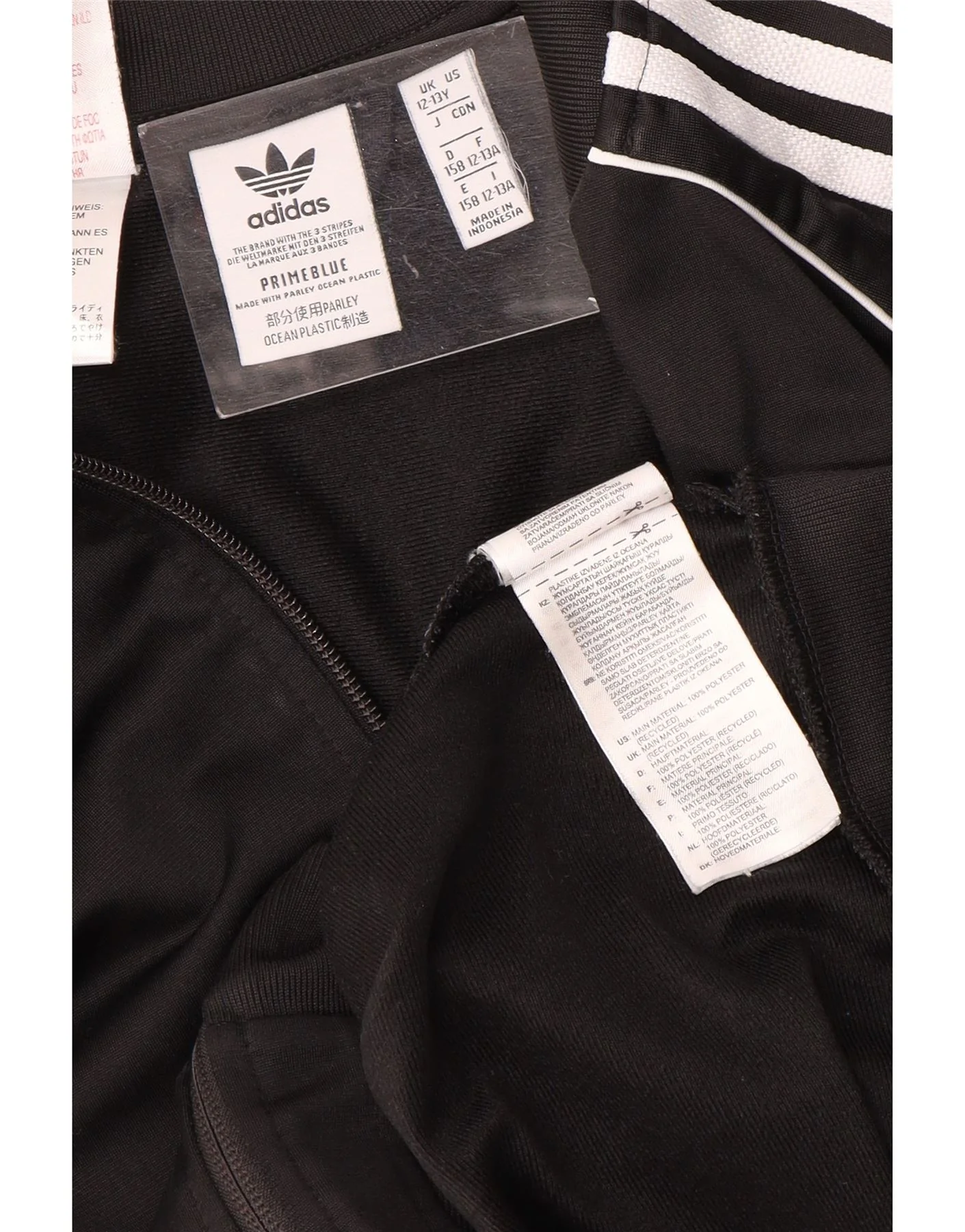 Adidas Boys Tracksuit Top Jacket 12-13 Years Black Polyester - Image 3